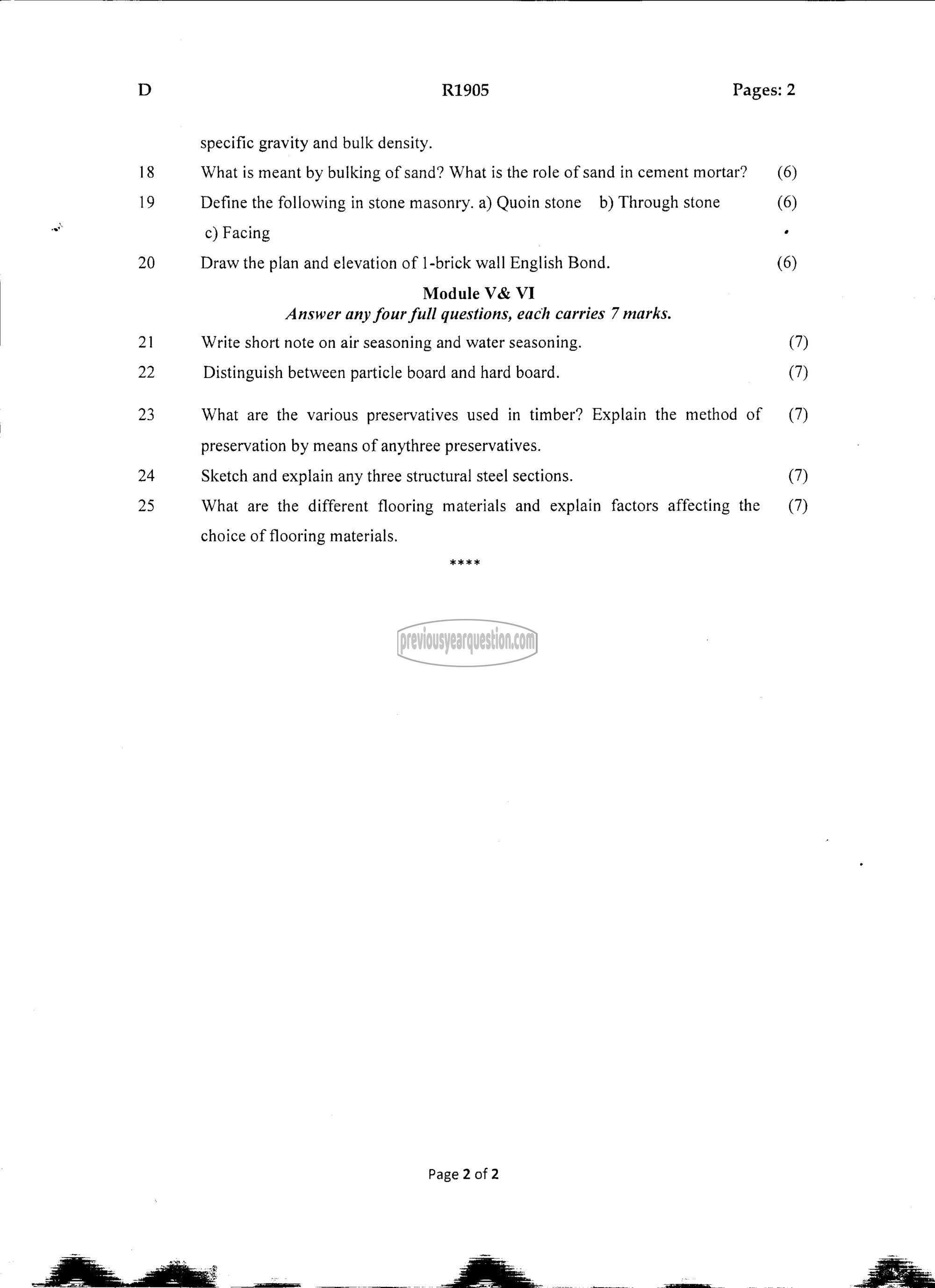 Question Paper - INTRODUCTION TO CIVIL ENGINEERING-2