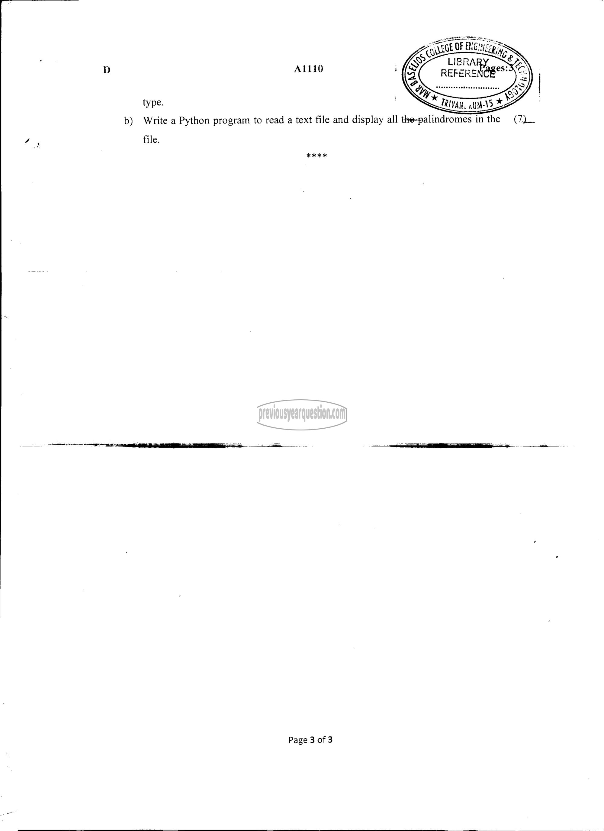 Question Paper - INTRODUCTION TO COMPUTING AND PROBLEM SOLVING-3