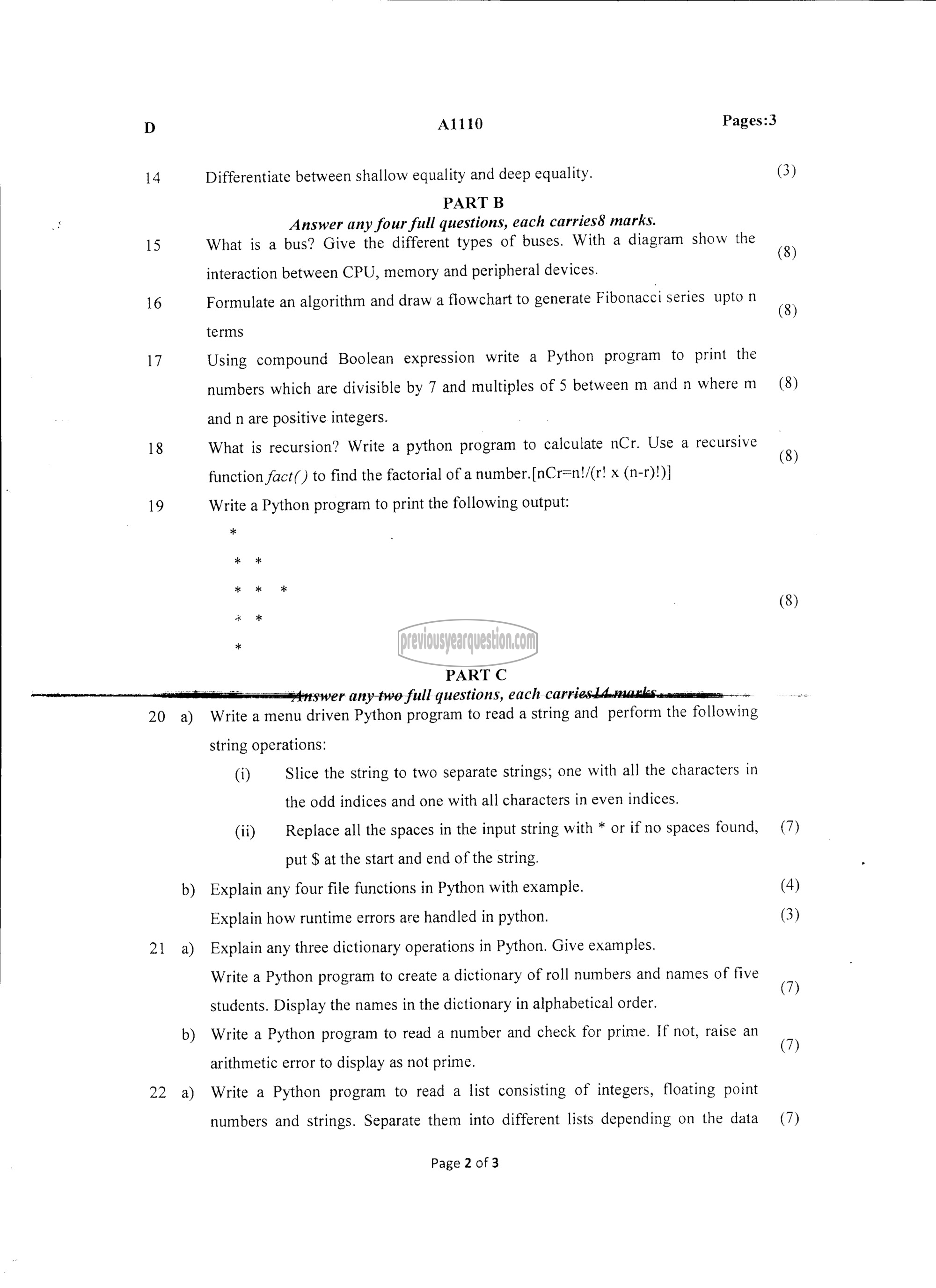 Question Paper - INTRODUCTION TO COMPUTING AND PROBLEM SOLVING-2