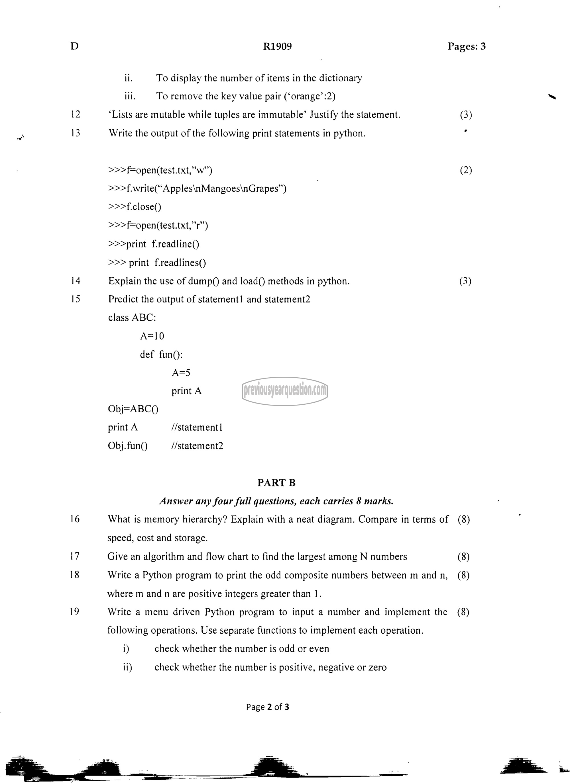 Question Paper - INTRODUCTION TO COMPUTING AND PROBLEM SOLVING-2