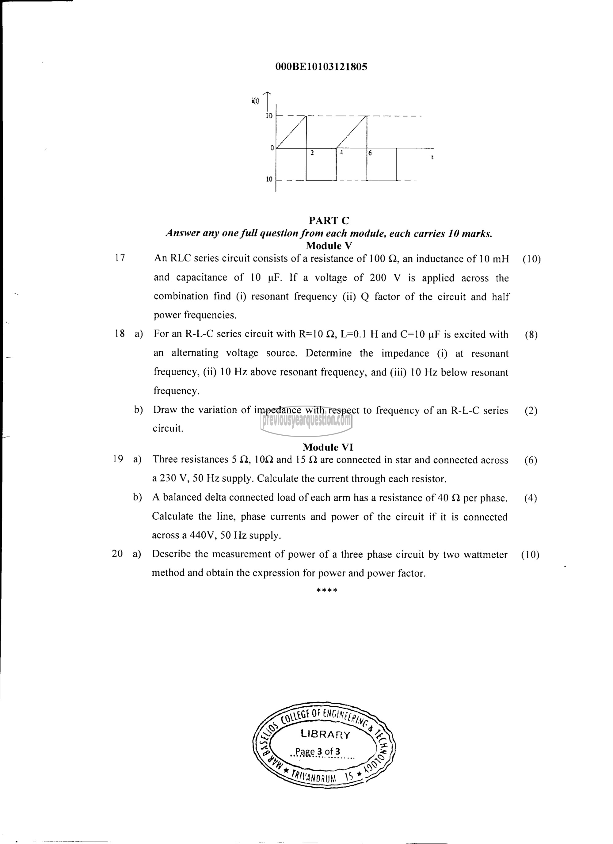 Question Paper - INTRODUCTION TO ELECTRICAL ENGINEERING-3