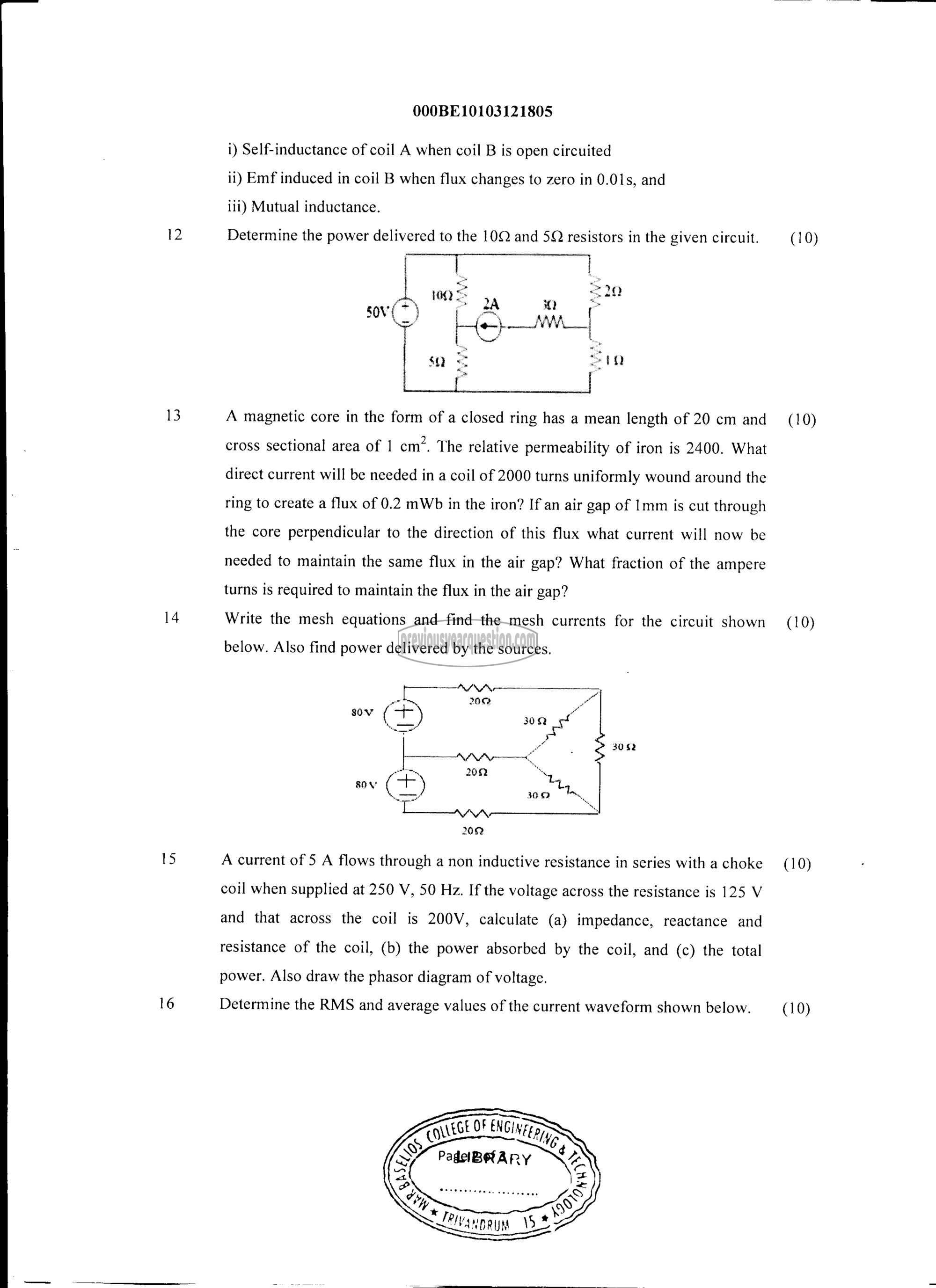 Question Paper - INTRODUCTION TO ELECTRICAL ENGINEERING-2