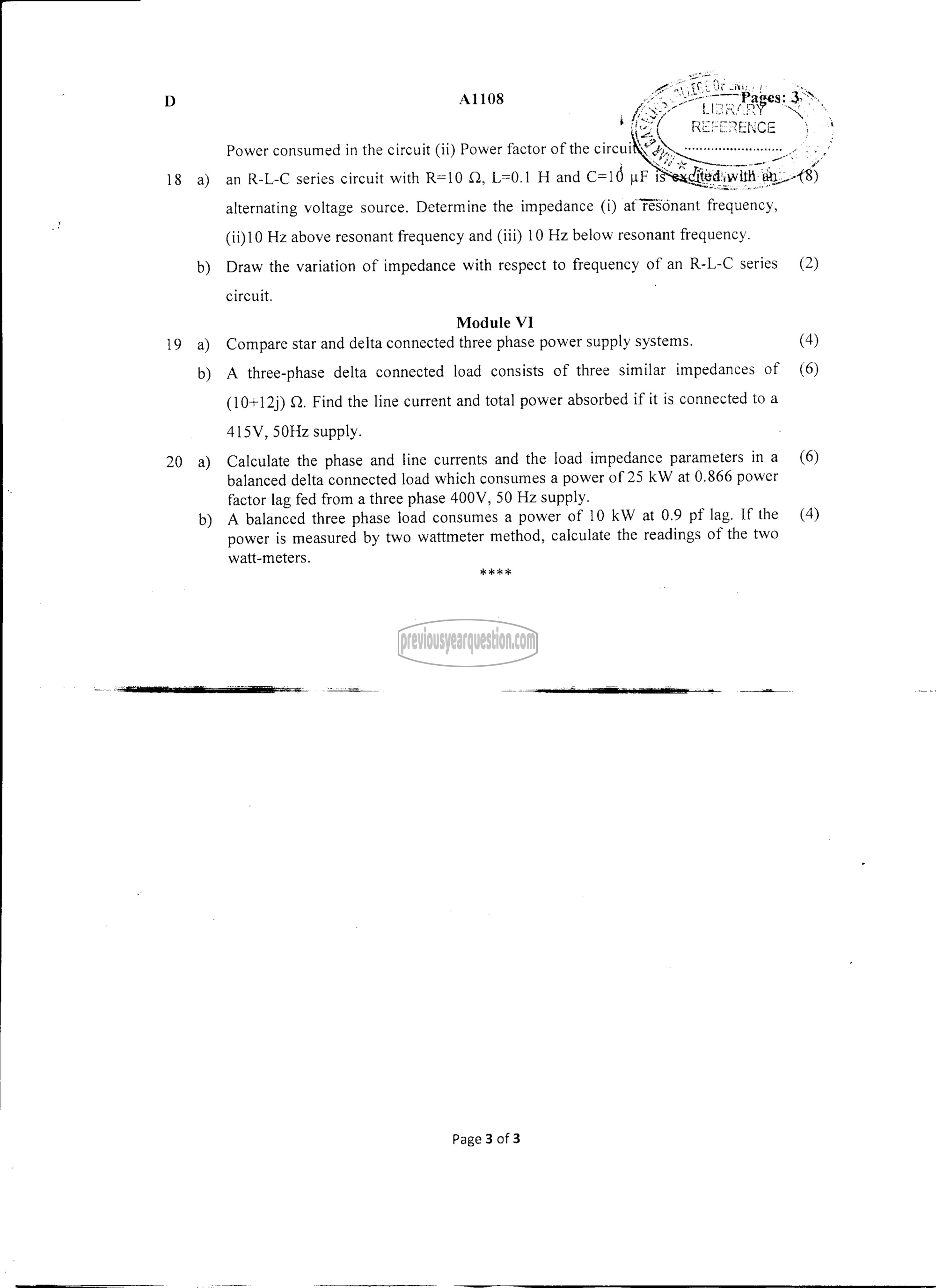 Question Paper - INTRODUCTION TO ELECTRICAL ENGINEERING-3