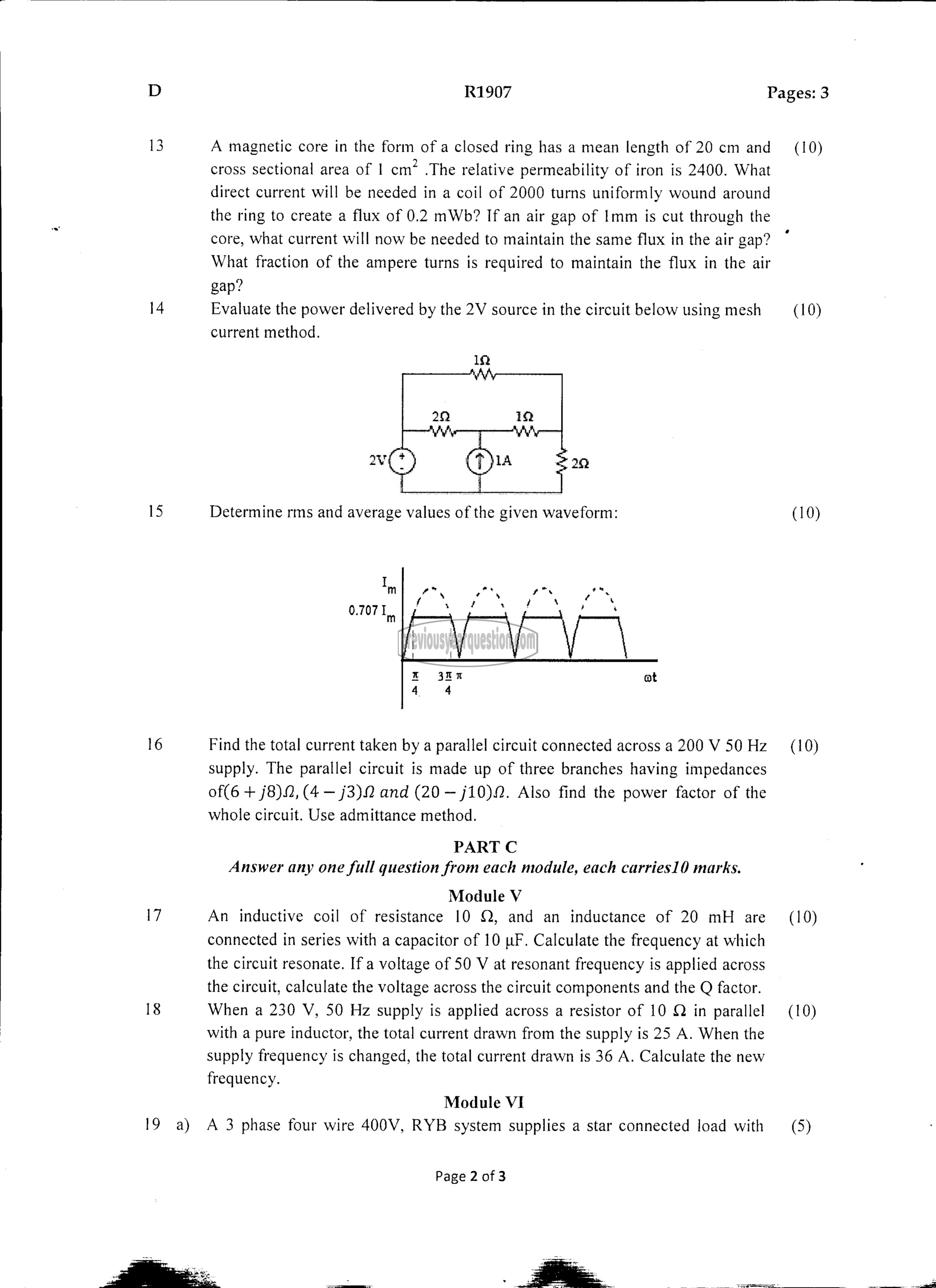 Question Paper - INTRODUCTION TO ELECTRICAL ENGINEERING-2