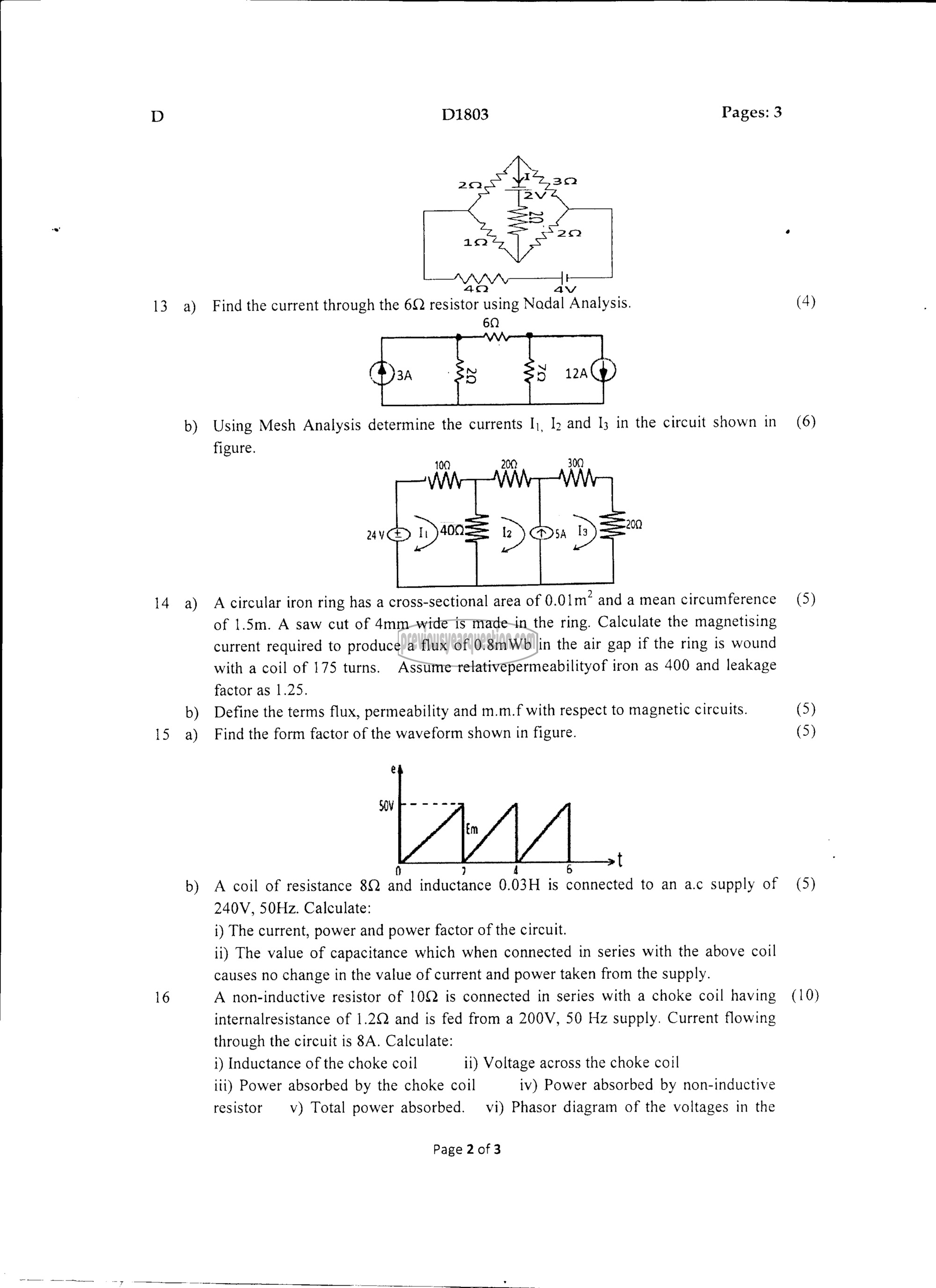 Question Paper - INTRODUCTION TO ELECTRICAL ENGINEERING-2