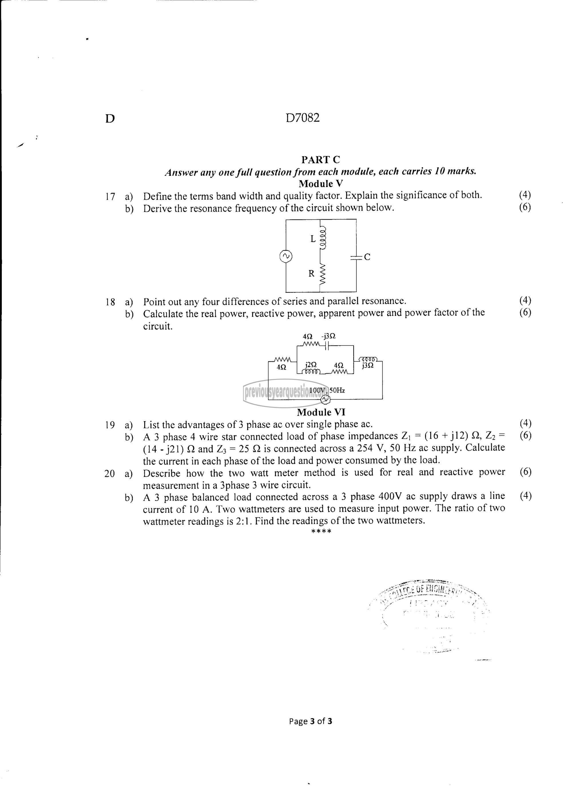 Question Paper - INTRODUCTION TO ELECTRICAL ENGINEERING-3