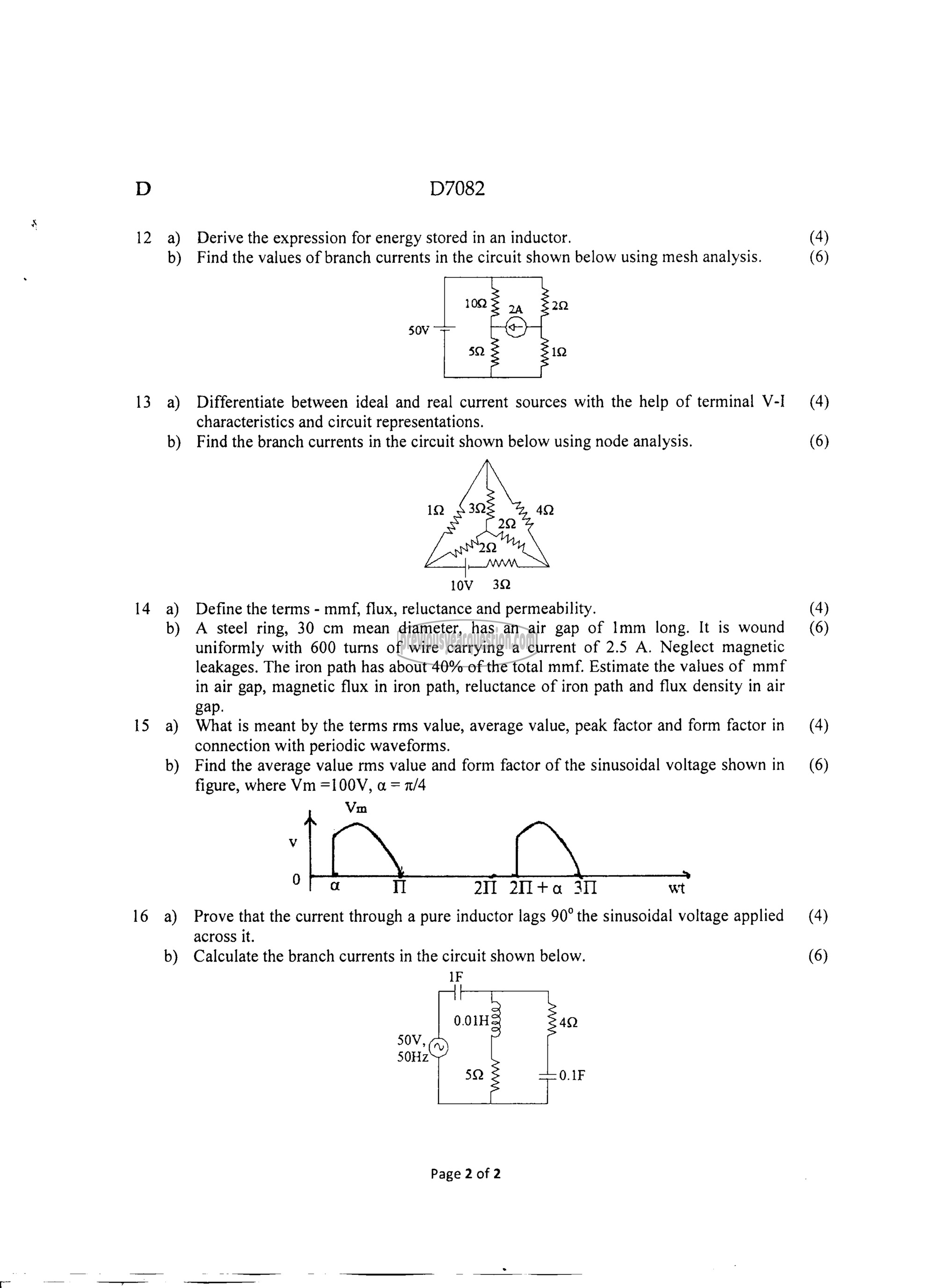 Question Paper - INTRODUCTION TO ELECTRICAL ENGINEERING-2