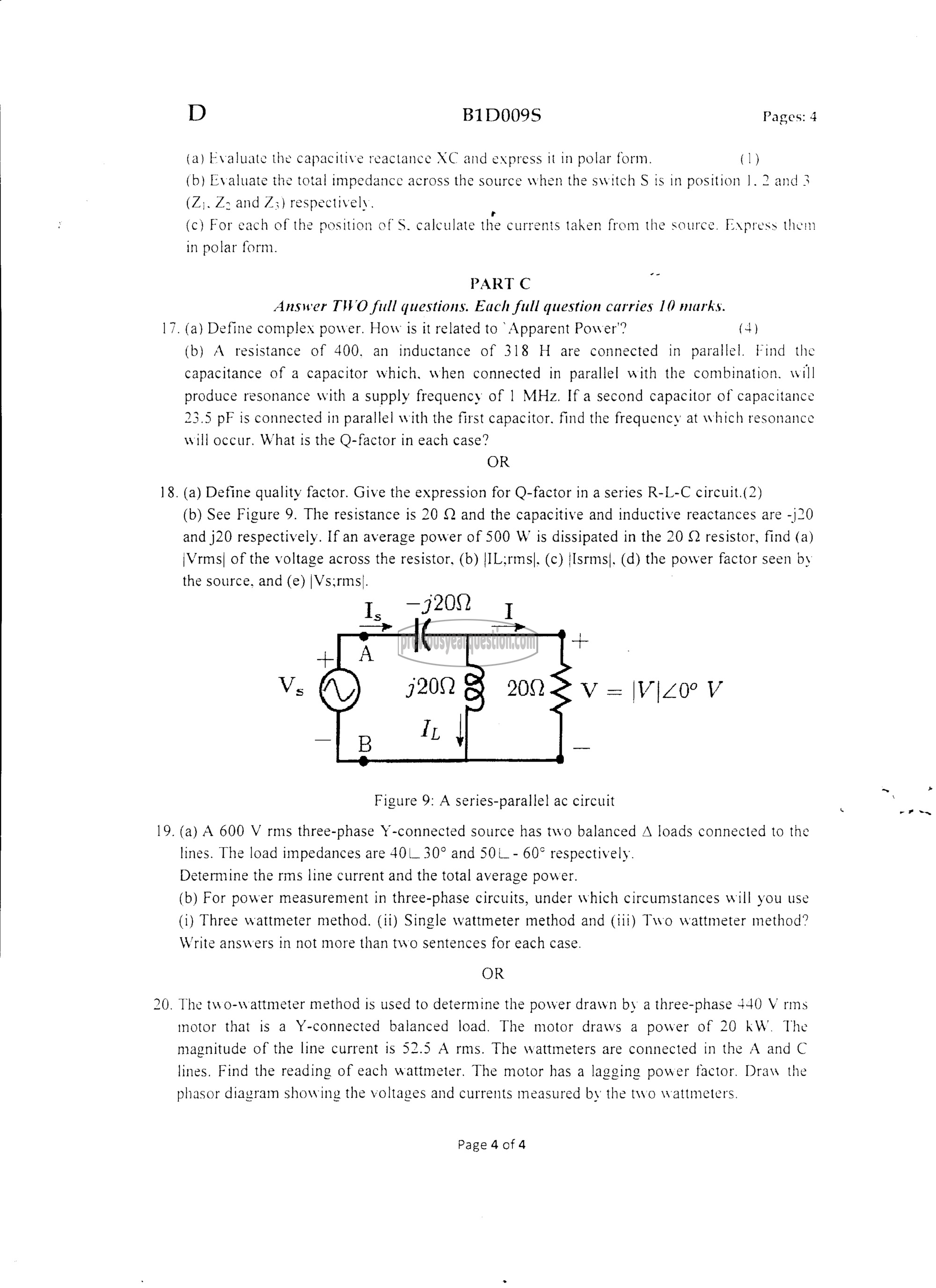 Question Paper - INTRODUCTION TO ELECTRICAL ENGINEERING-4