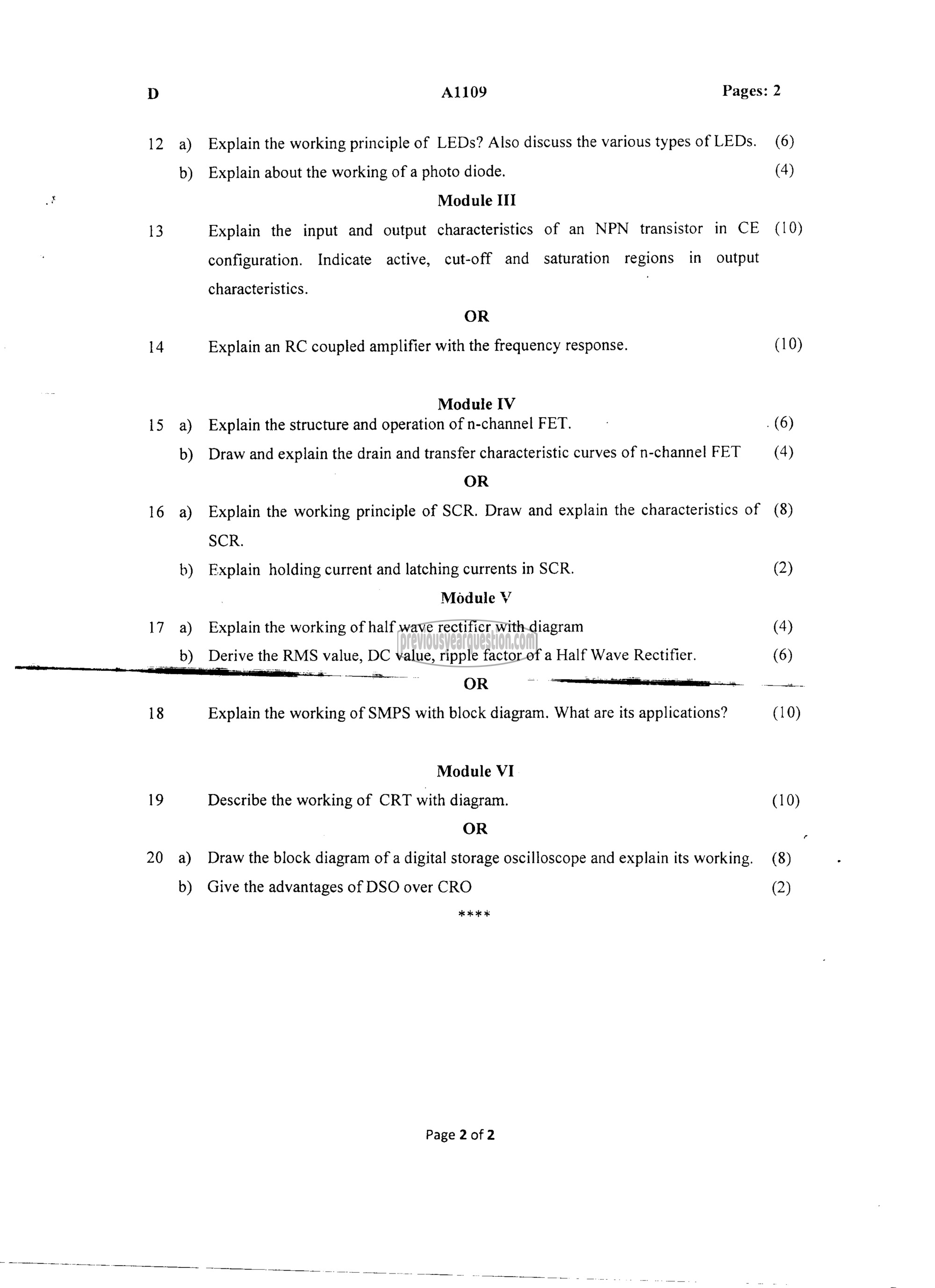 Question Paper - INTRODUCTION TO ELECTRONICS ENGINEERING-2