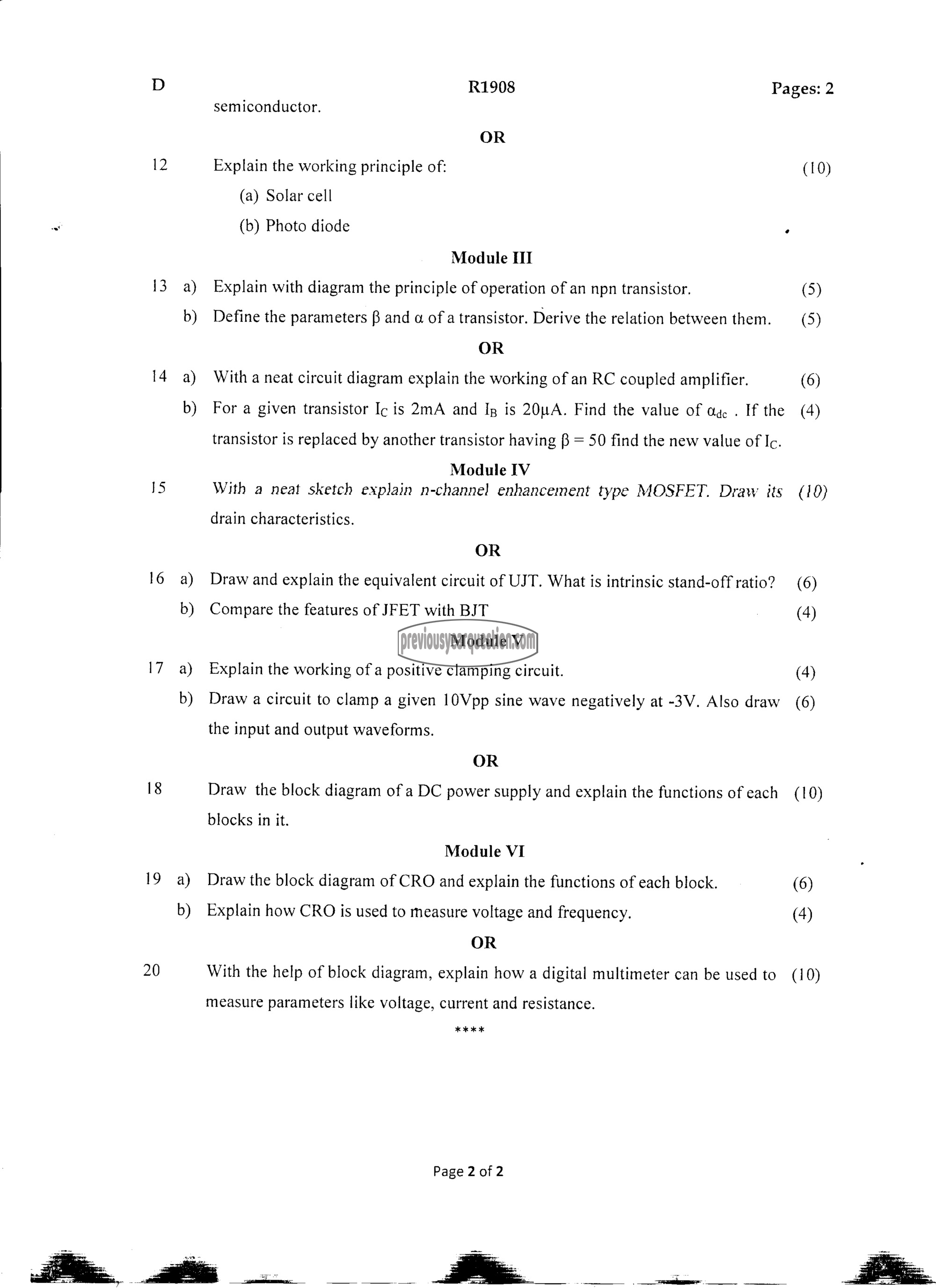 Question Paper - INTRODUCTION TO ELECTRONICS ENGINEERING-2