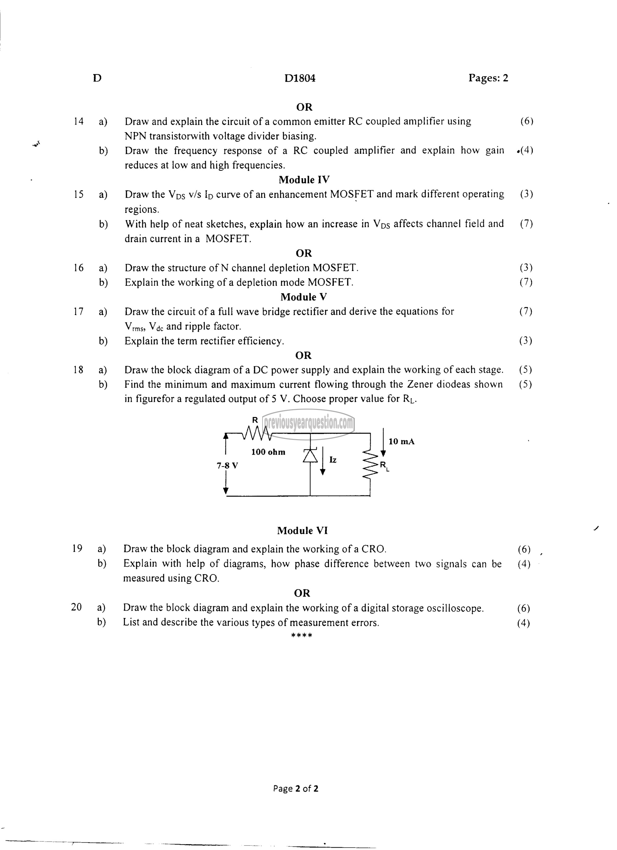 Question Paper - INTRODUCTION TO ELECTRONICS ENGINEERING-2