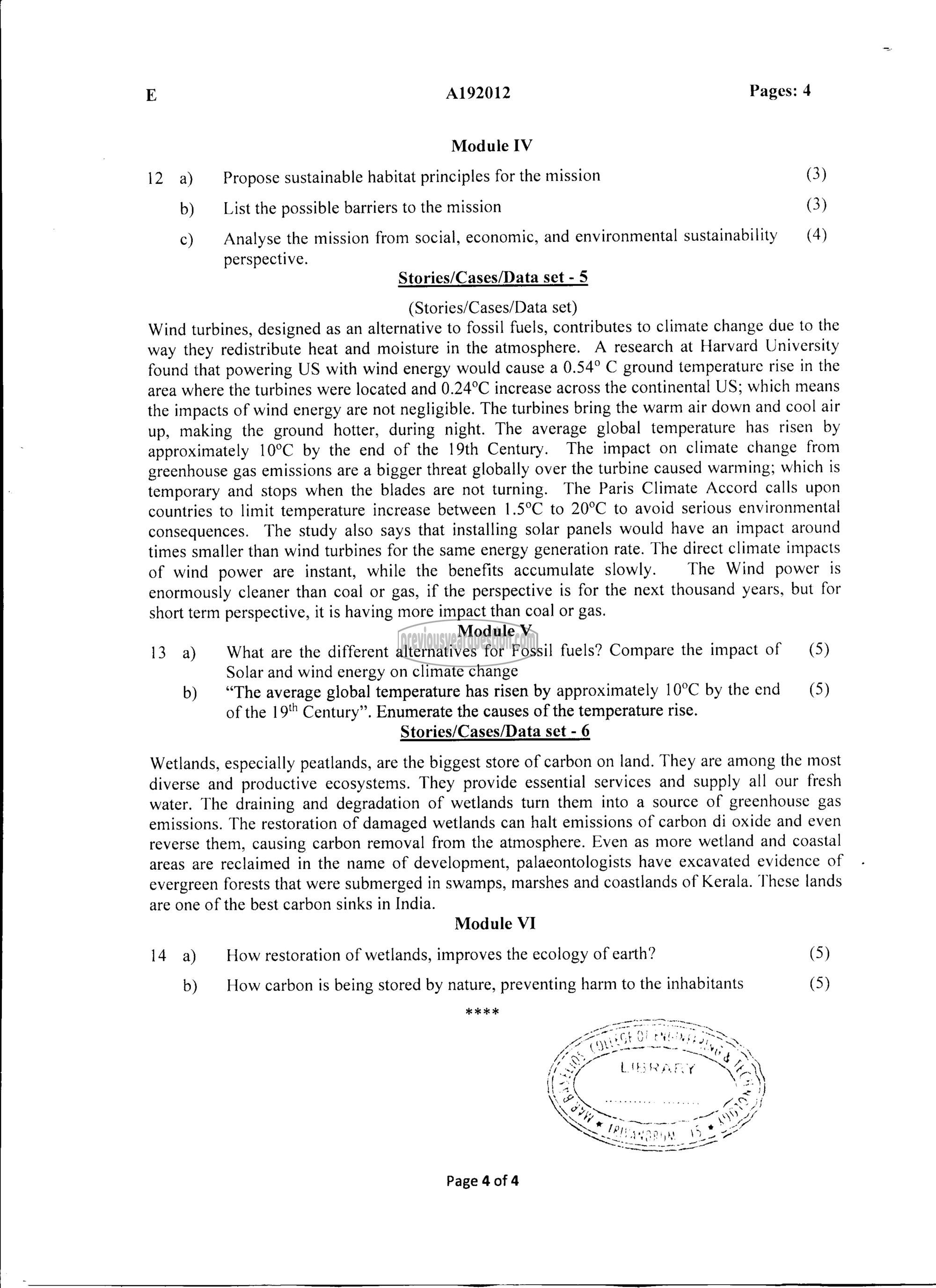 Question Paper - INTRODUCTION TO SUSTAINABLE ENGINEERING-4