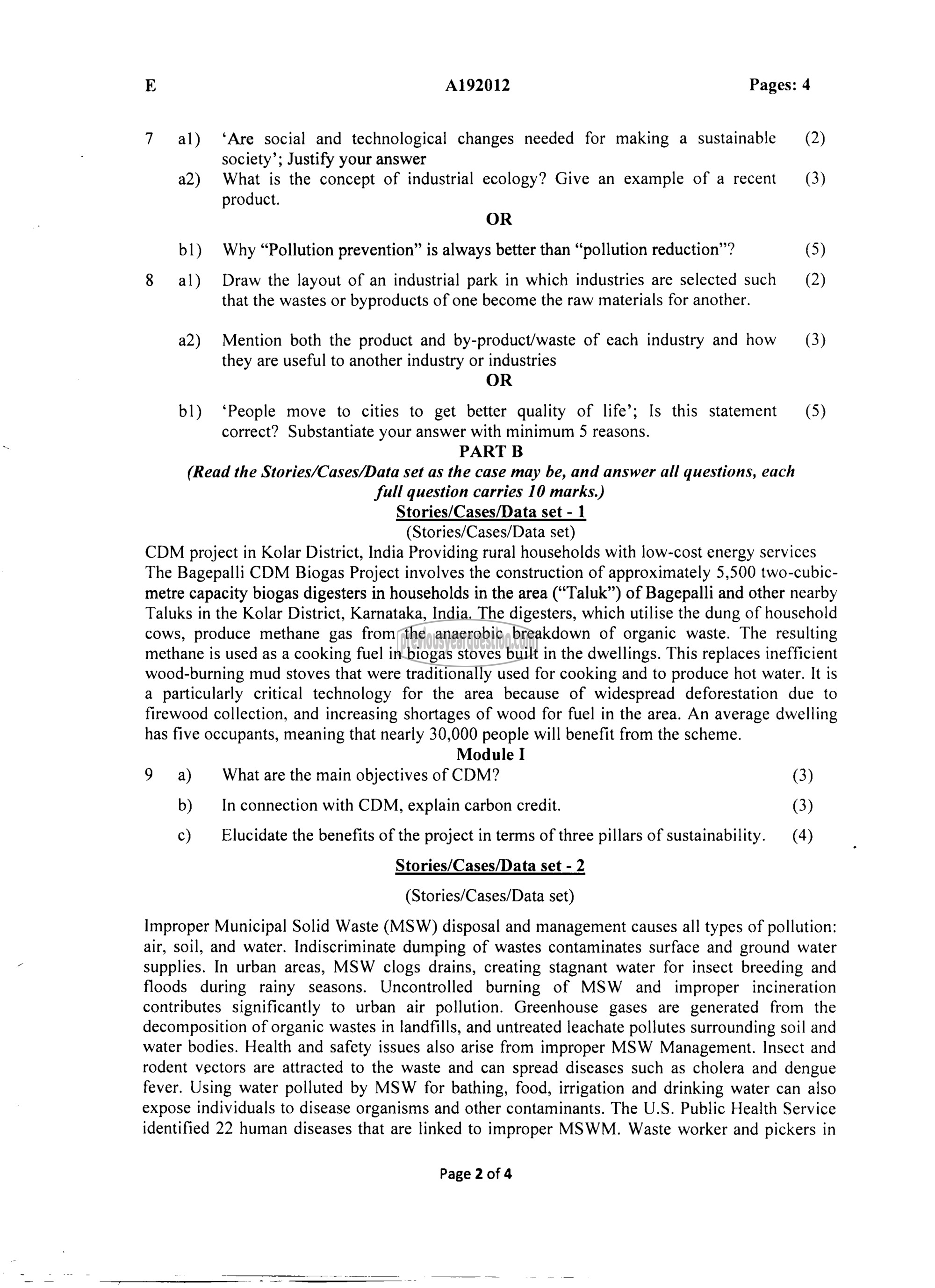 Question Paper - INTRODUCTION TO SUSTAINABLE ENGINEERING-2