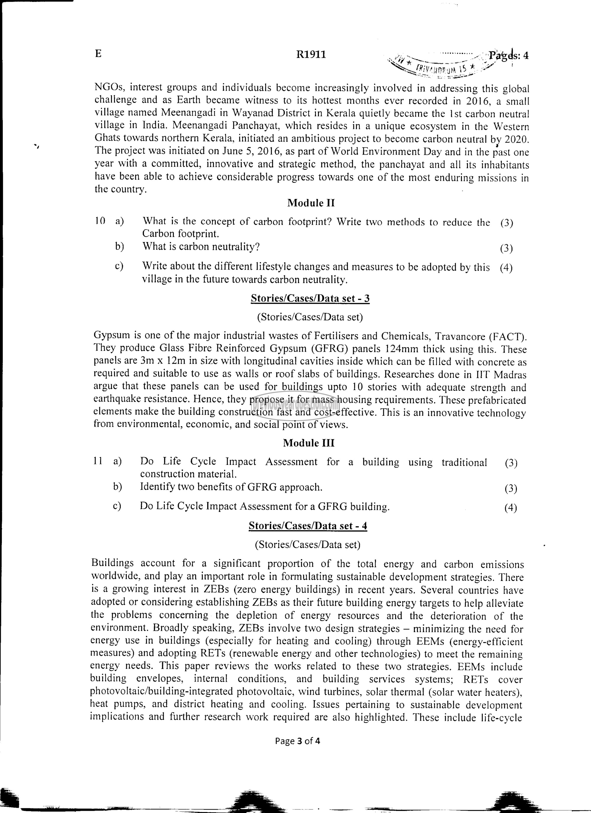 Question Paper - INTRODUCTION TO SUSTAINABLE ENGINEERING-3