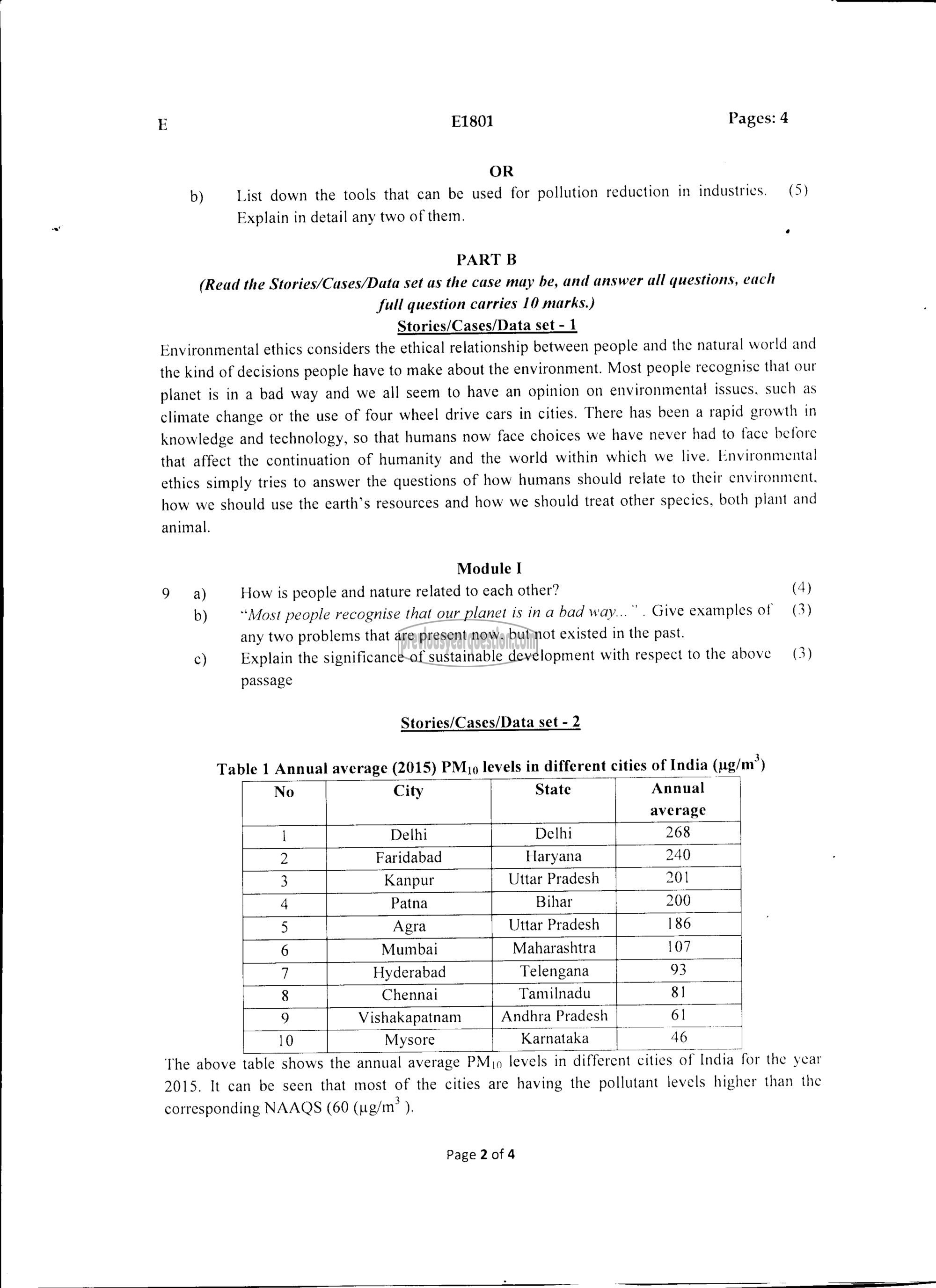 Question Paper - INTRODUCTION TO SUSTAINABLE ENGINEERING-2