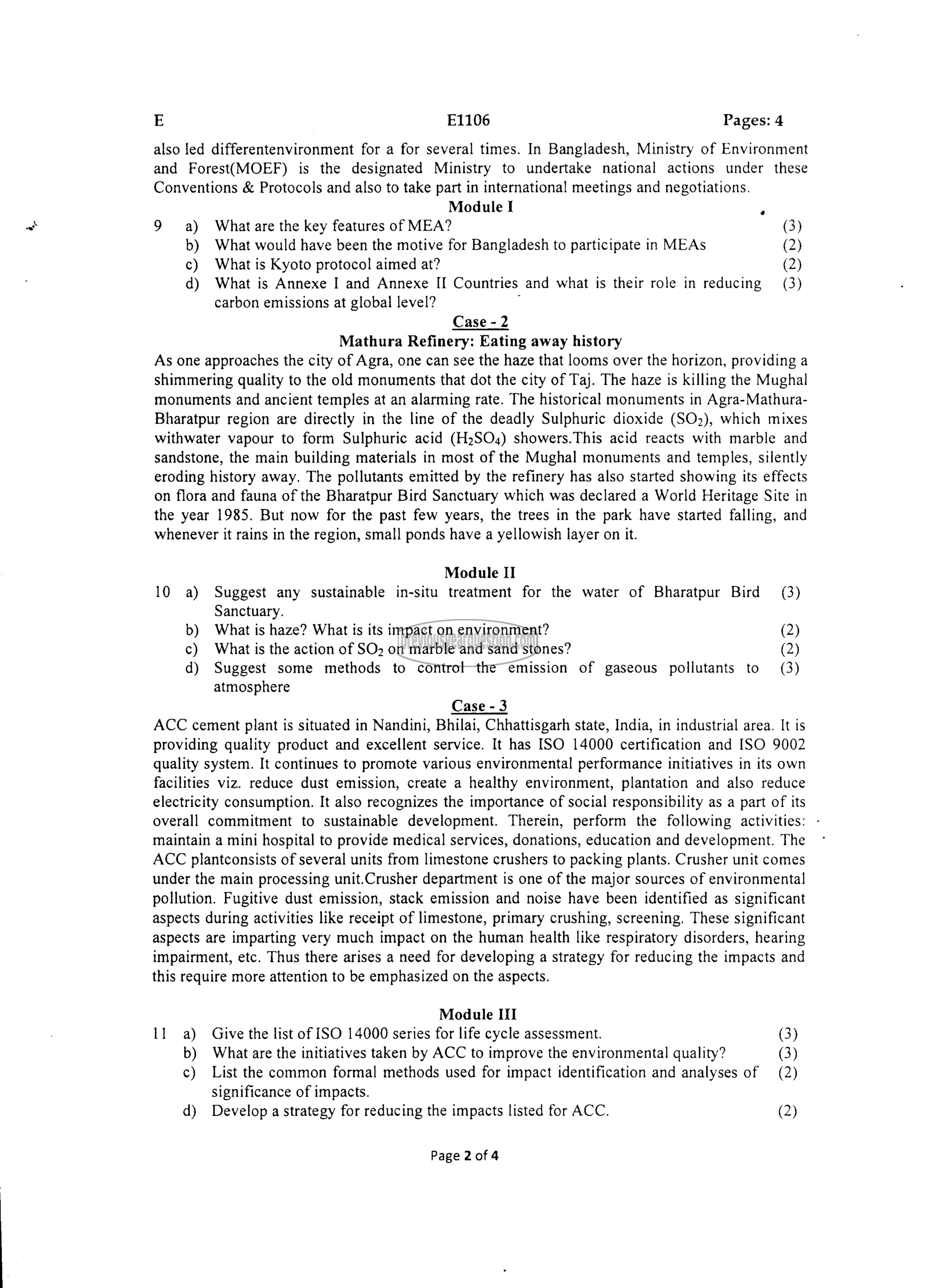 Question Paper - INTRODUCTION TO SUSTAINABLE ENGINEERING-2