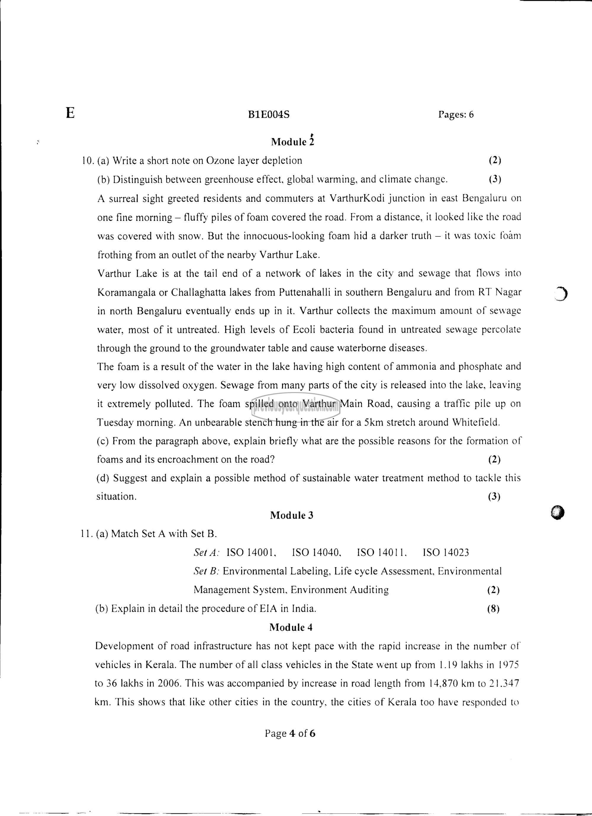 Question Paper - INTRODUCTION TO SUSTAINABLE ENGINEERING-4