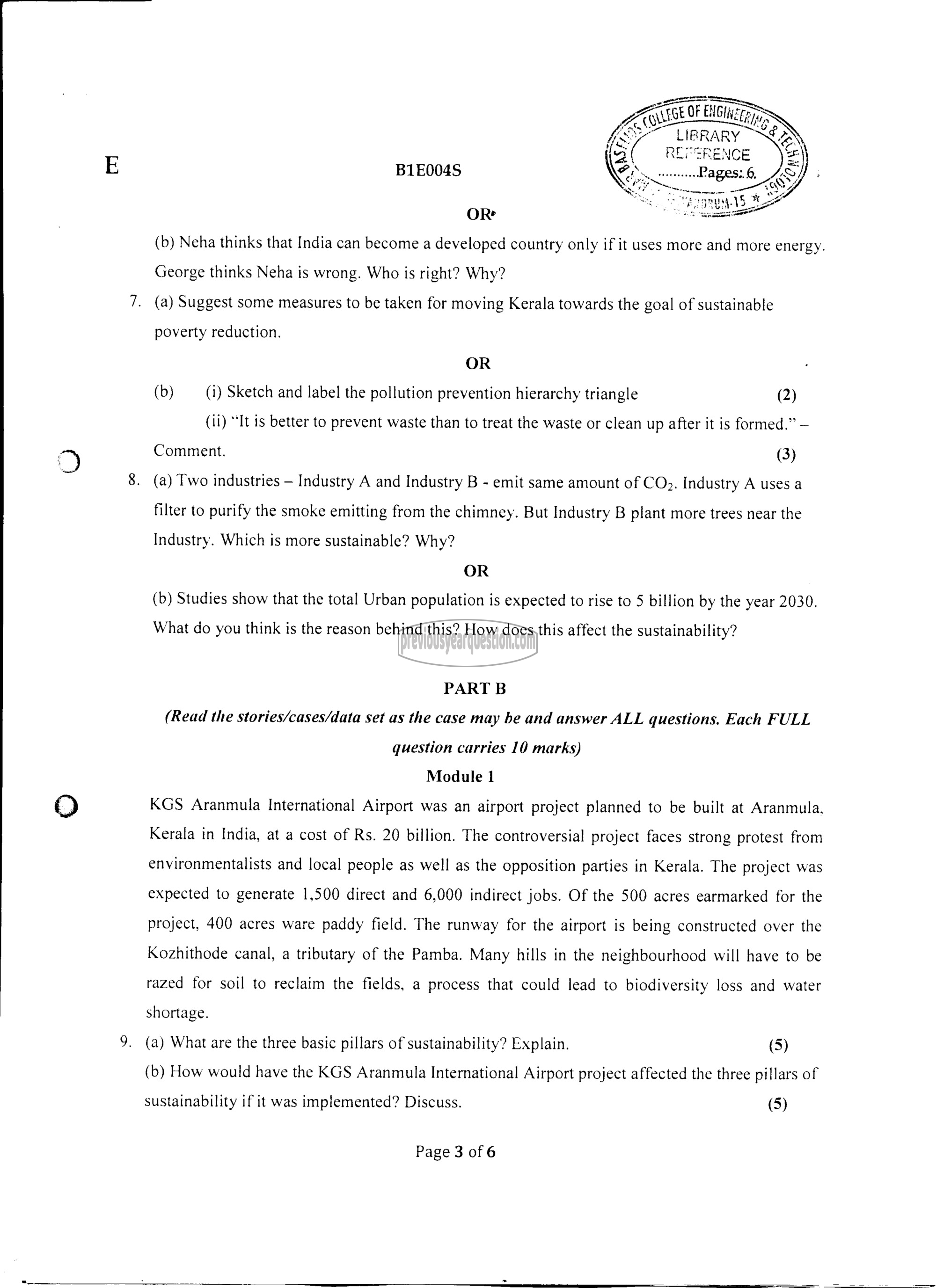 Question Paper - INTRODUCTION TO SUSTAINABLE ENGINEERING-3