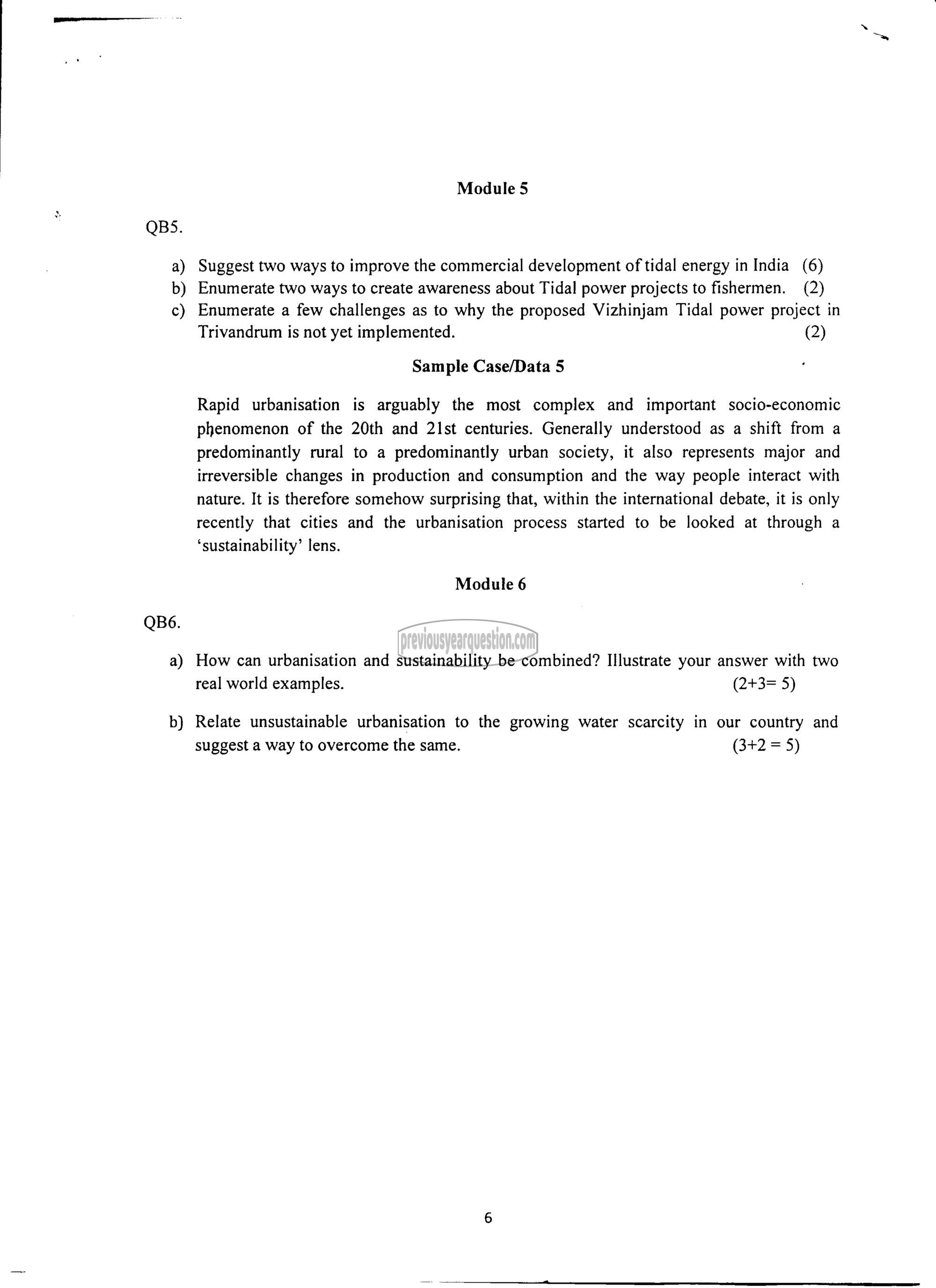 Question Paper - INTRODUCTION TO SUSTAINABLE ENGINEERING-6