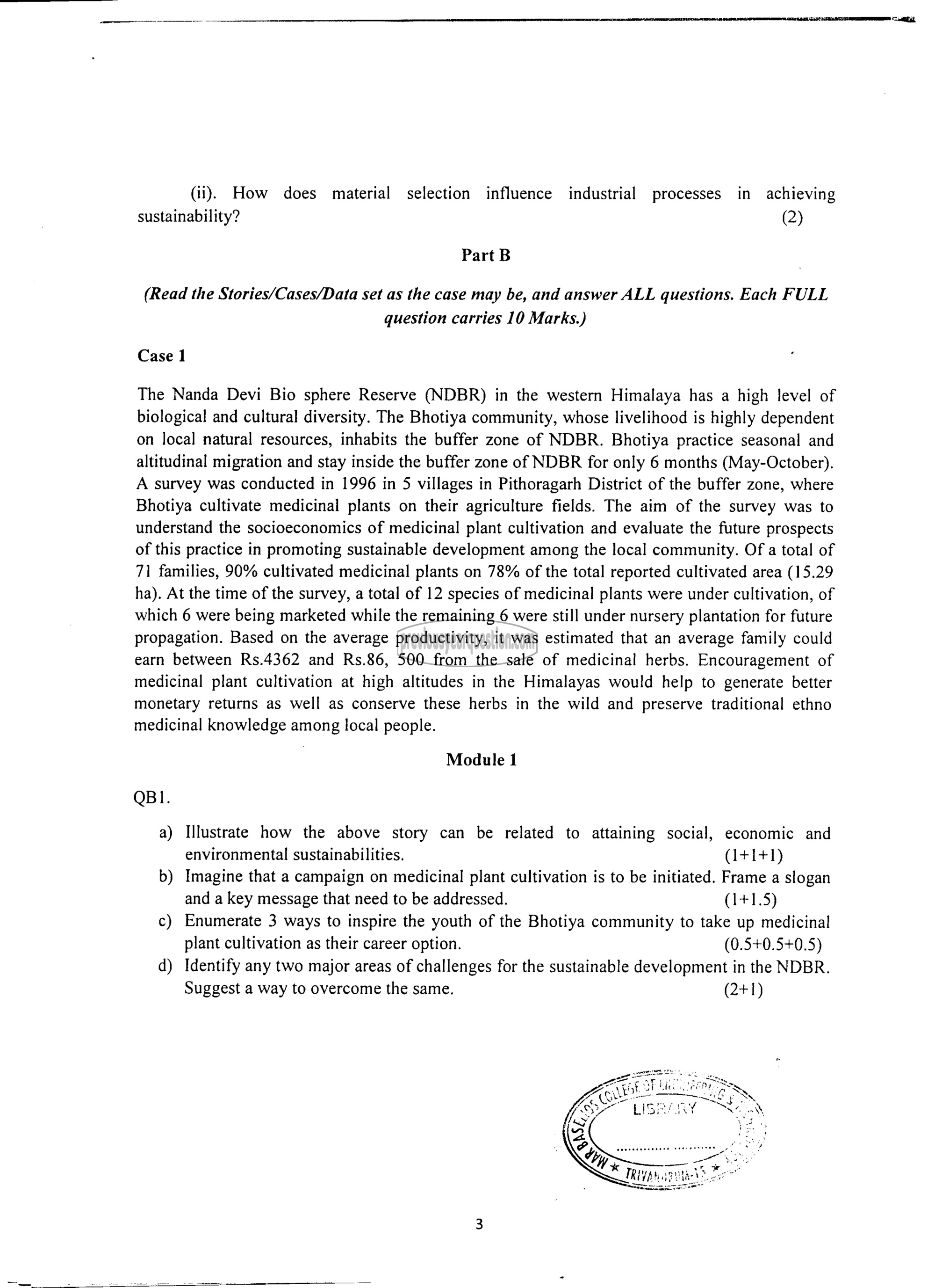 Question Paper - INTRODUCTION TO SUSTAINABLE ENGINEERING-3