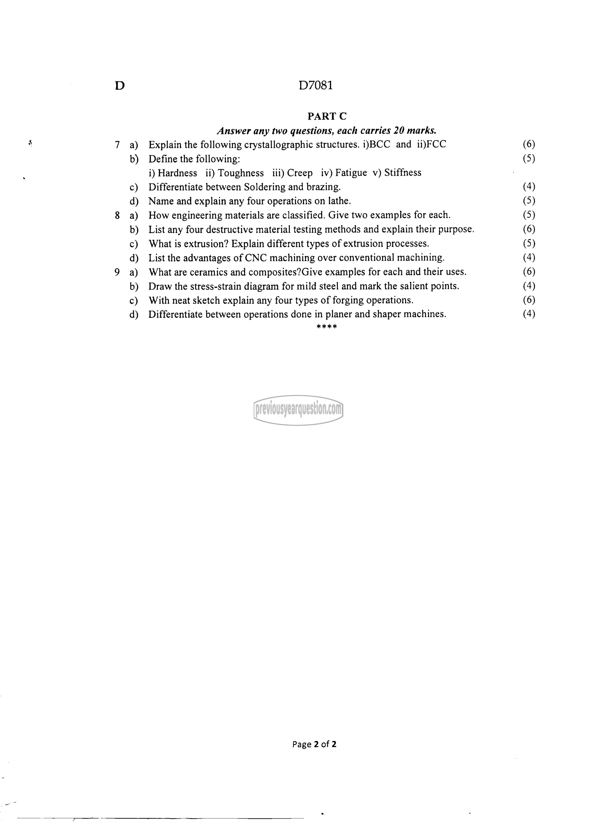 Question Paper - INTRODUCTION TO MECHANICAL ENGINEERING SCIENCES-2