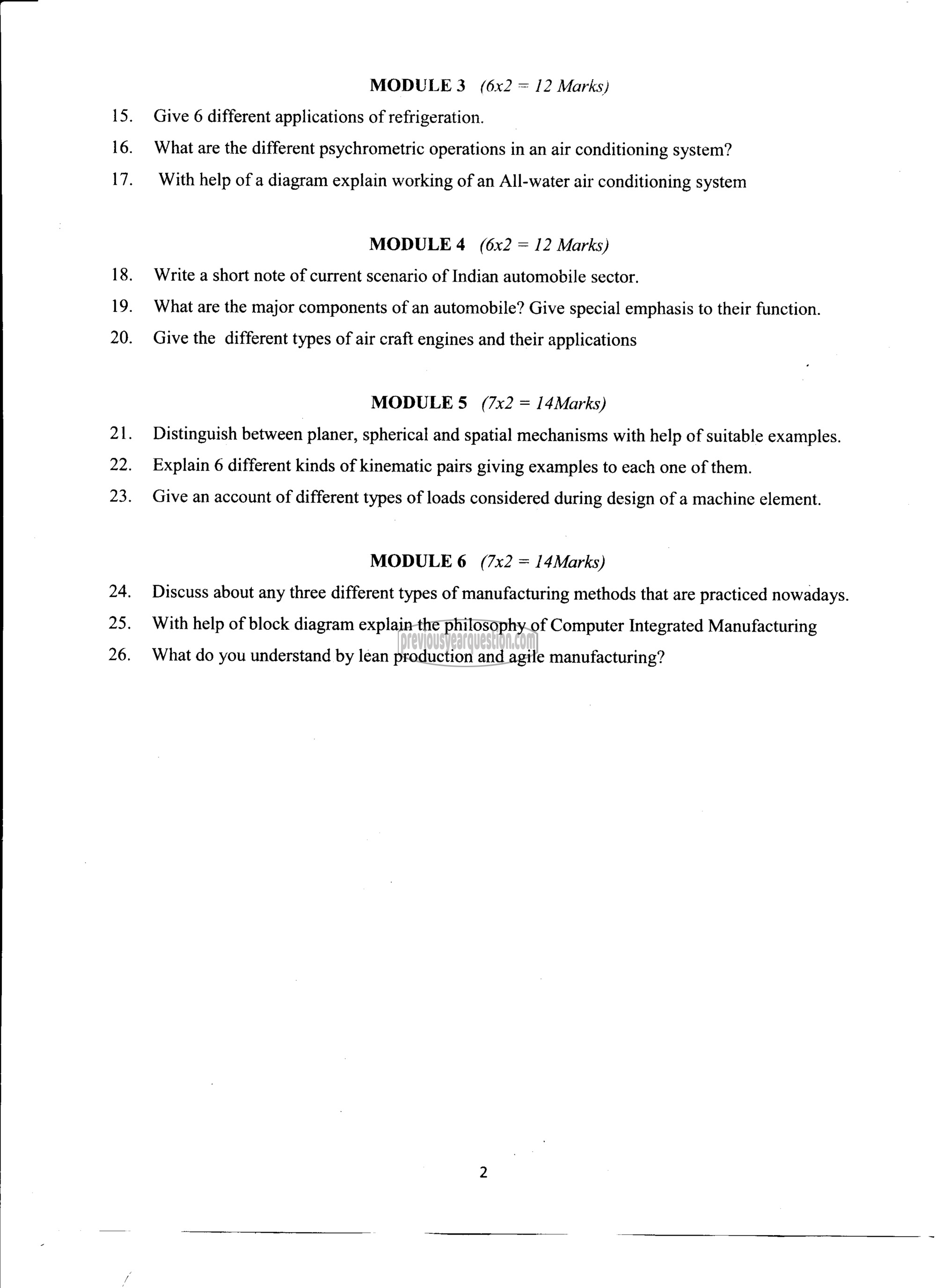 Question Paper - INTRODUCTION TO MECHANICAL ENGINEERING SCIENCES-2