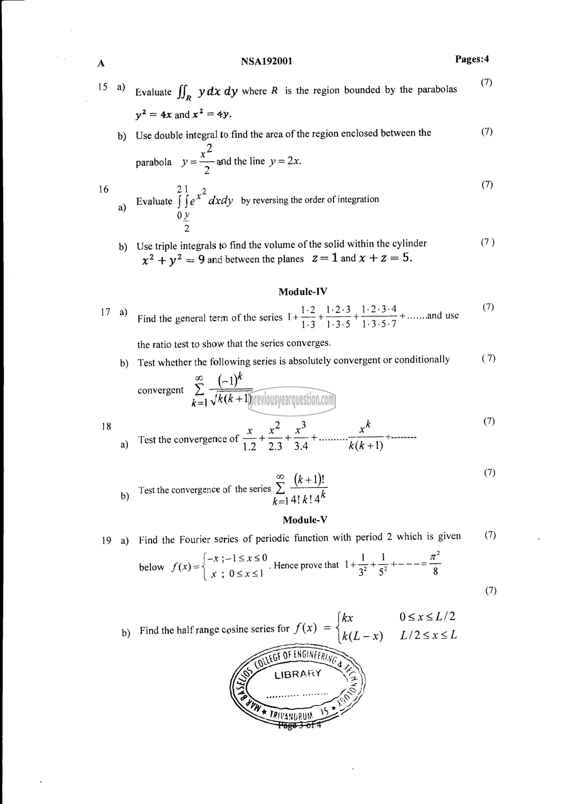 Question Paper - LINEAR ALGEBRA AND CALCULUS-3