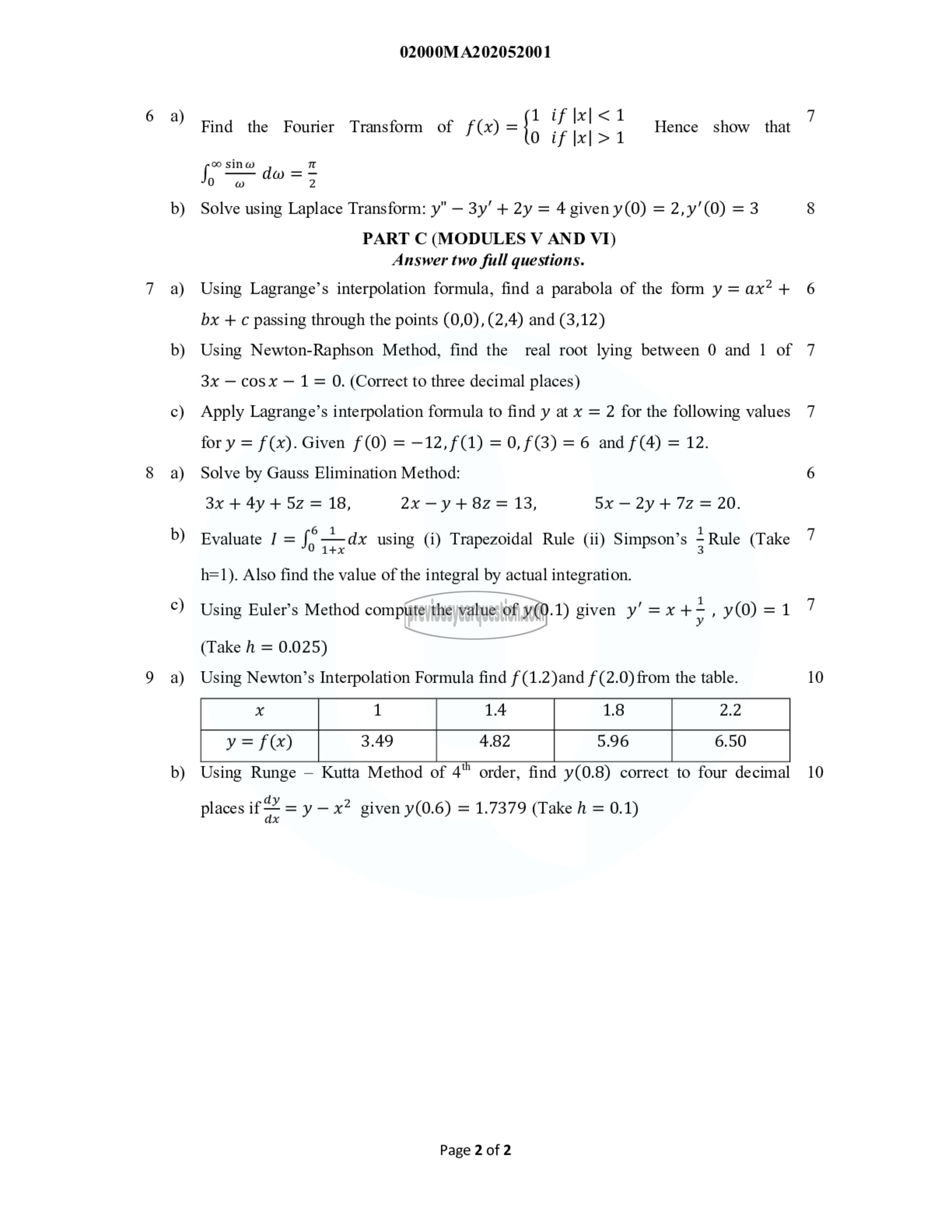 Question Paper - Probability Distributions, Transforms and Numerical Methods-2