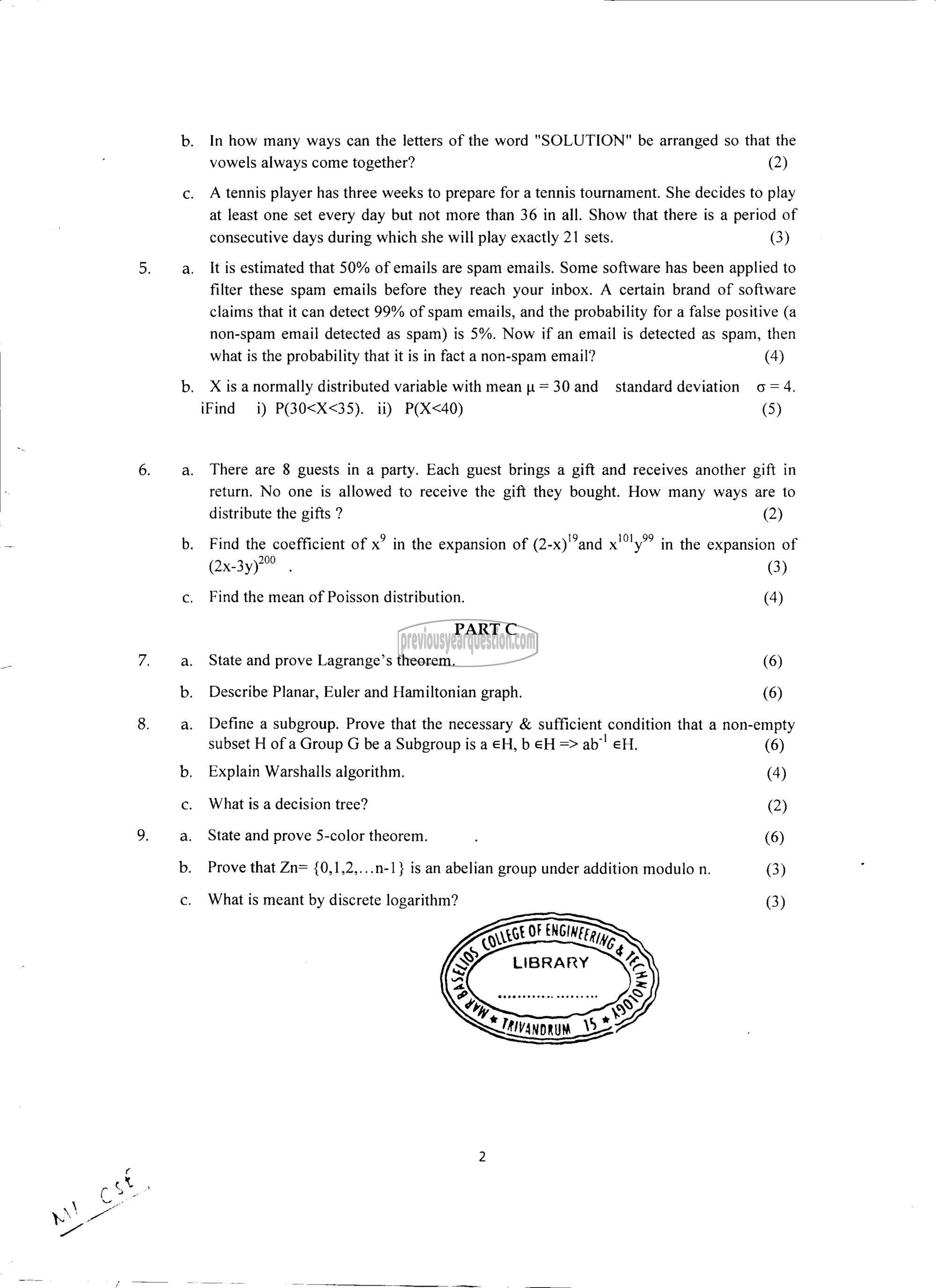 Question Paper - Mathematical Foundations of Computing Systems-2