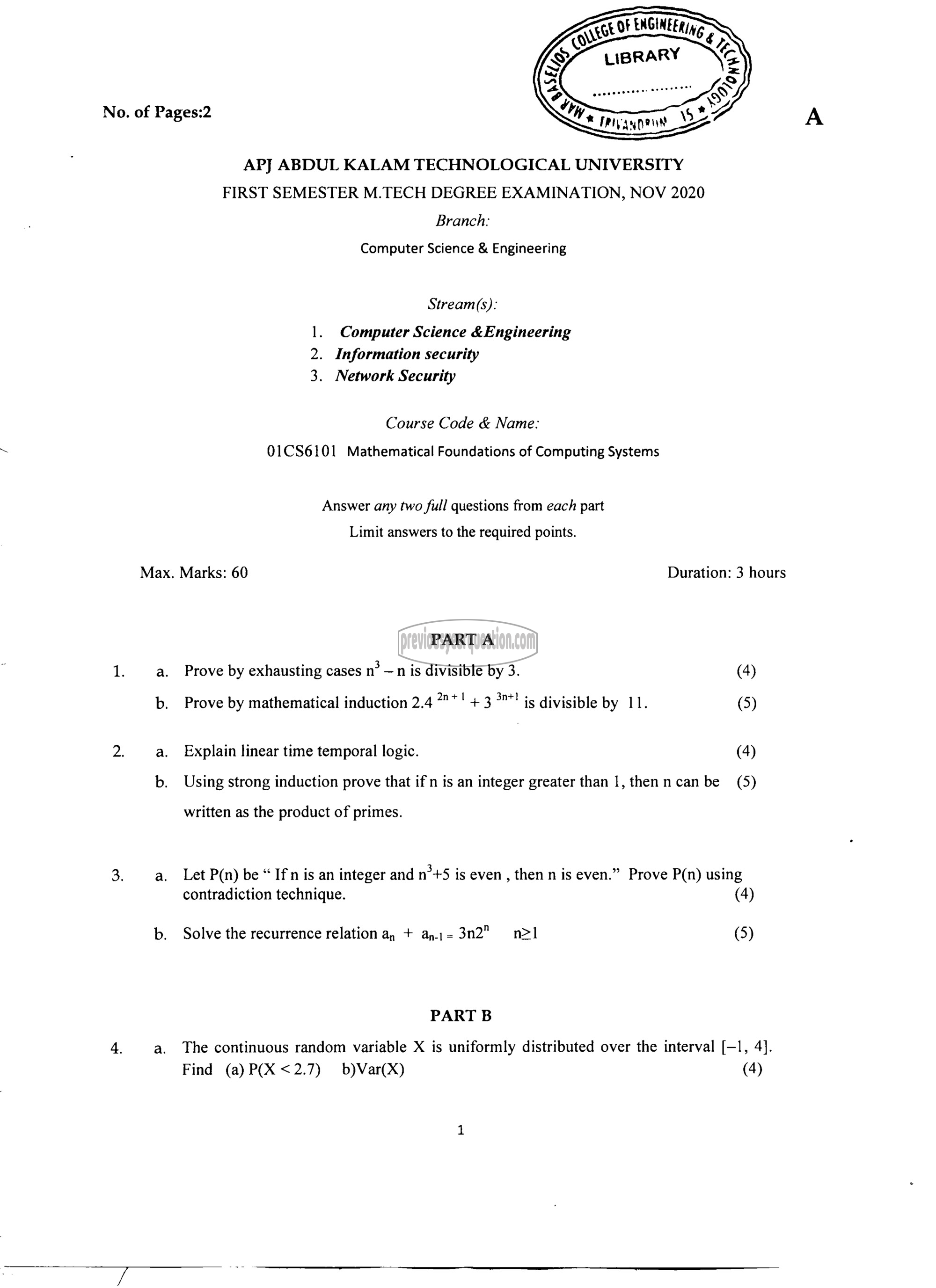 Question Paper - Mathematical Foundations of Computing Systems-1