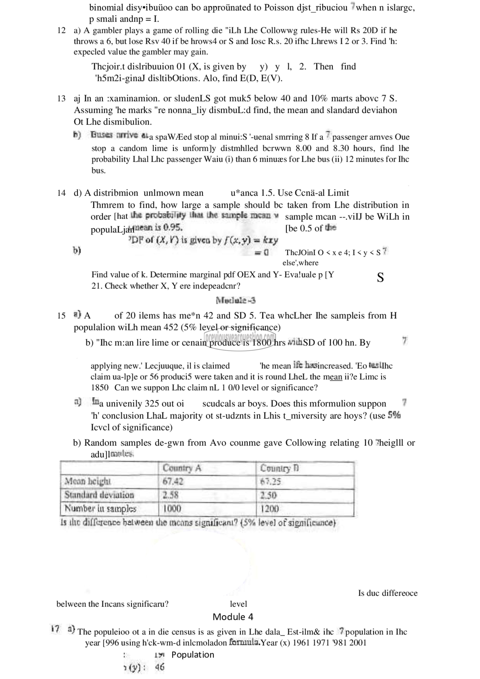 Question Paper - PROBABILITY, STATISTICS AND NUMERICAL METHODS-2