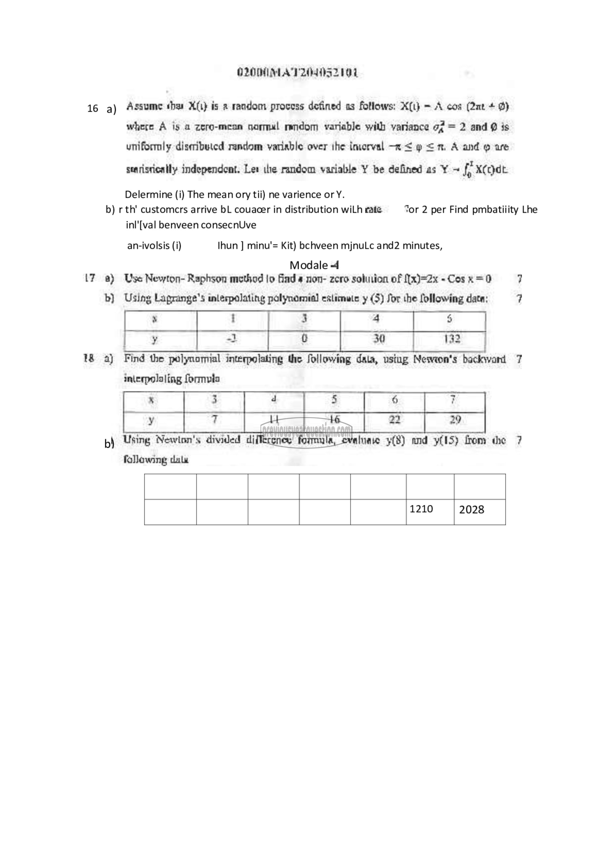 Question Paper - PROBABILITY, RANDOM PROCESSES AND NUMERICAL METHODS-3