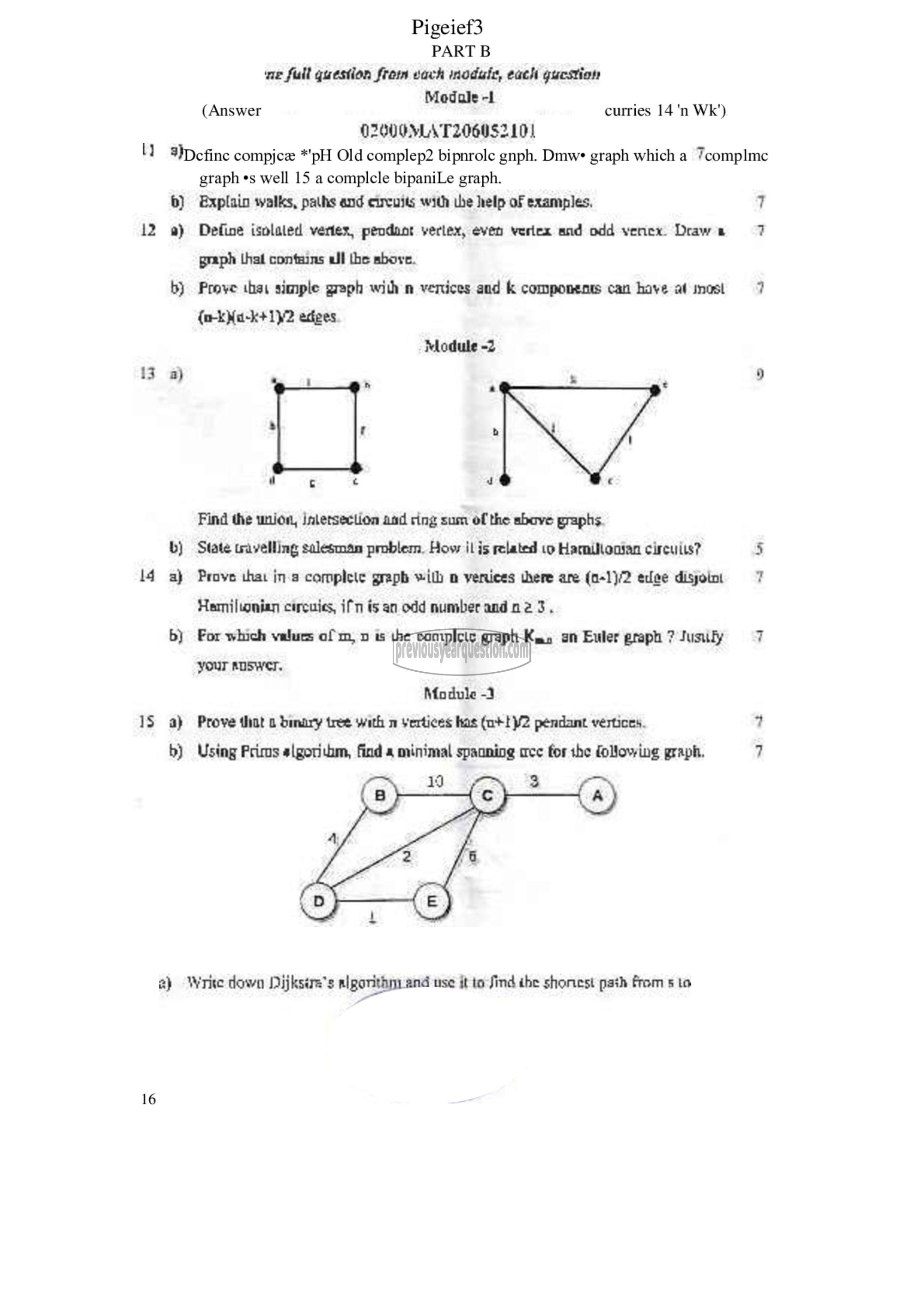 Question Paper - GRAPH THEORY-2