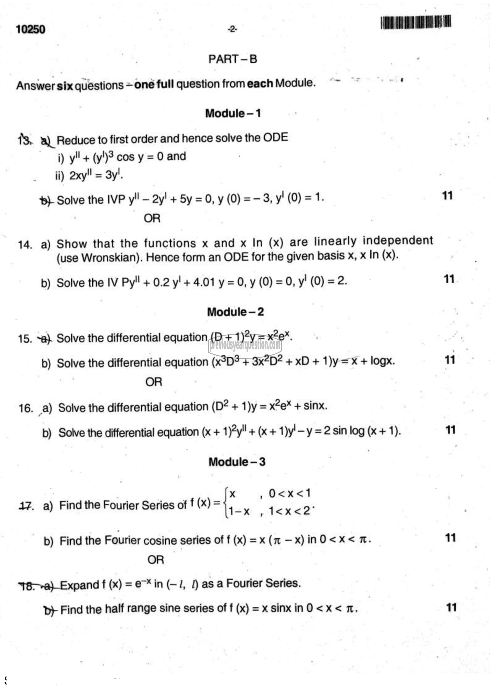 Question Paper - DIFFERENTIAL EQUATIONS-2