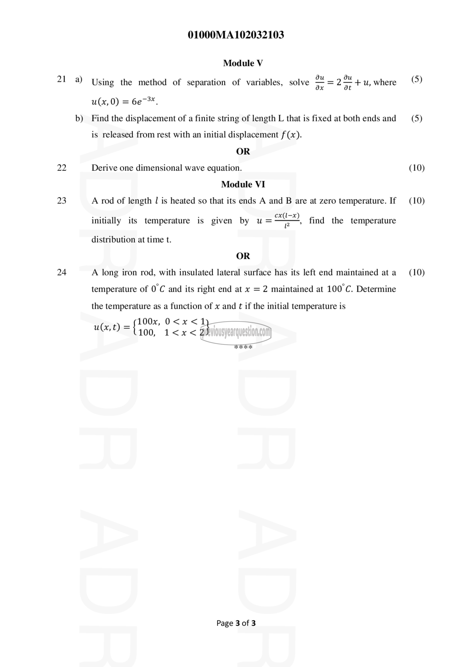 Question Paper - DIFFERENTIAL EQUATIONS-3