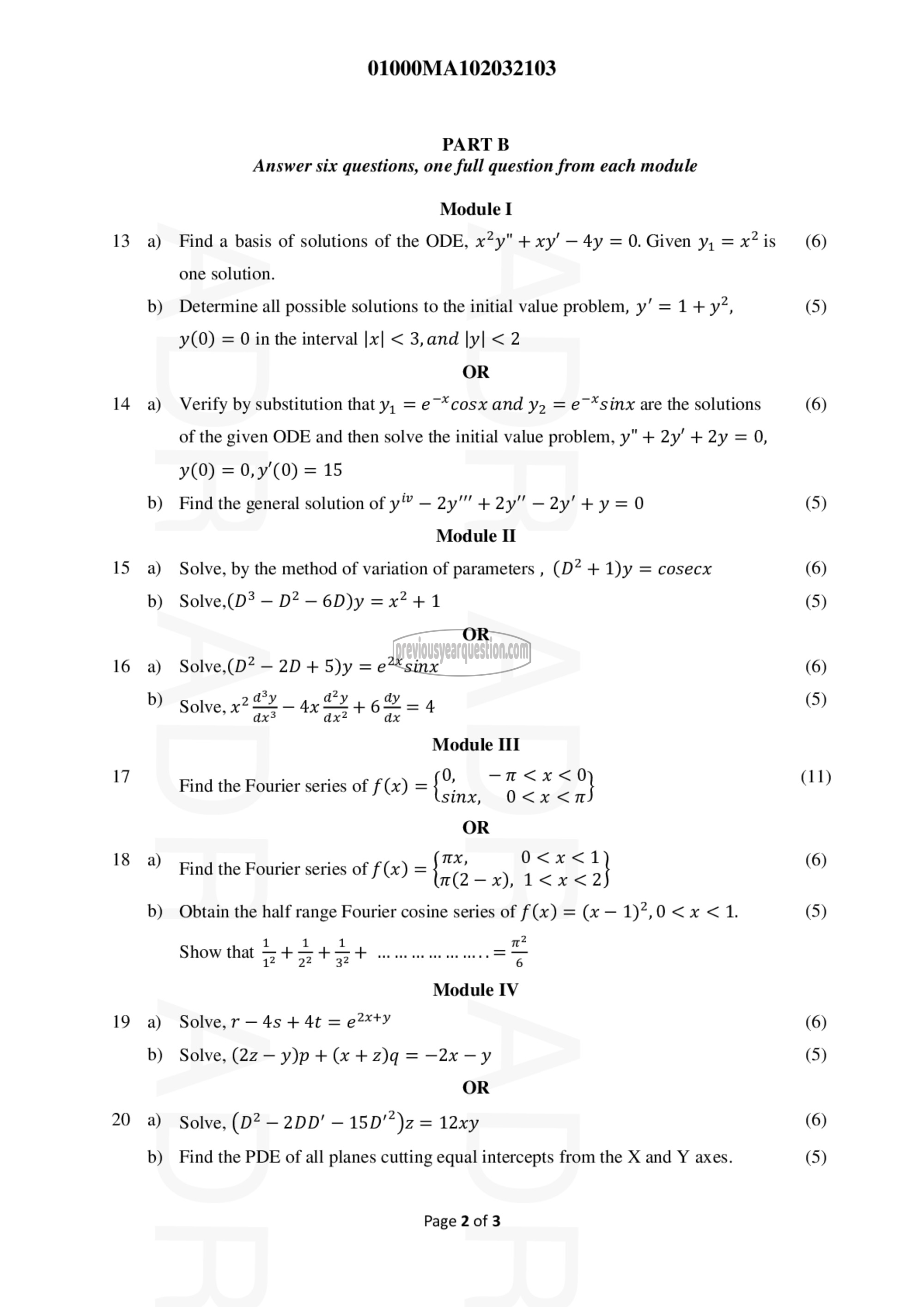 Question Paper - DIFFERENTIAL EQUATIONS-2