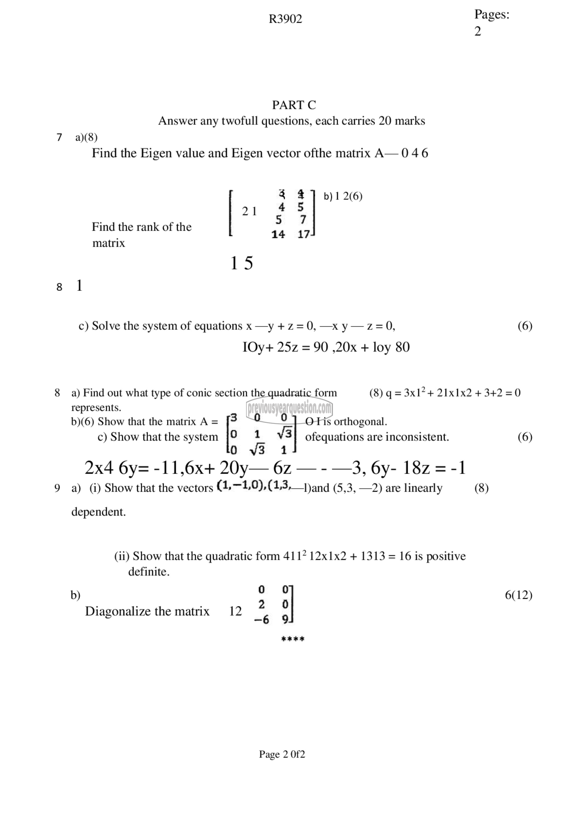 Question Paper - Linear Algebra & Complex Analysis-2