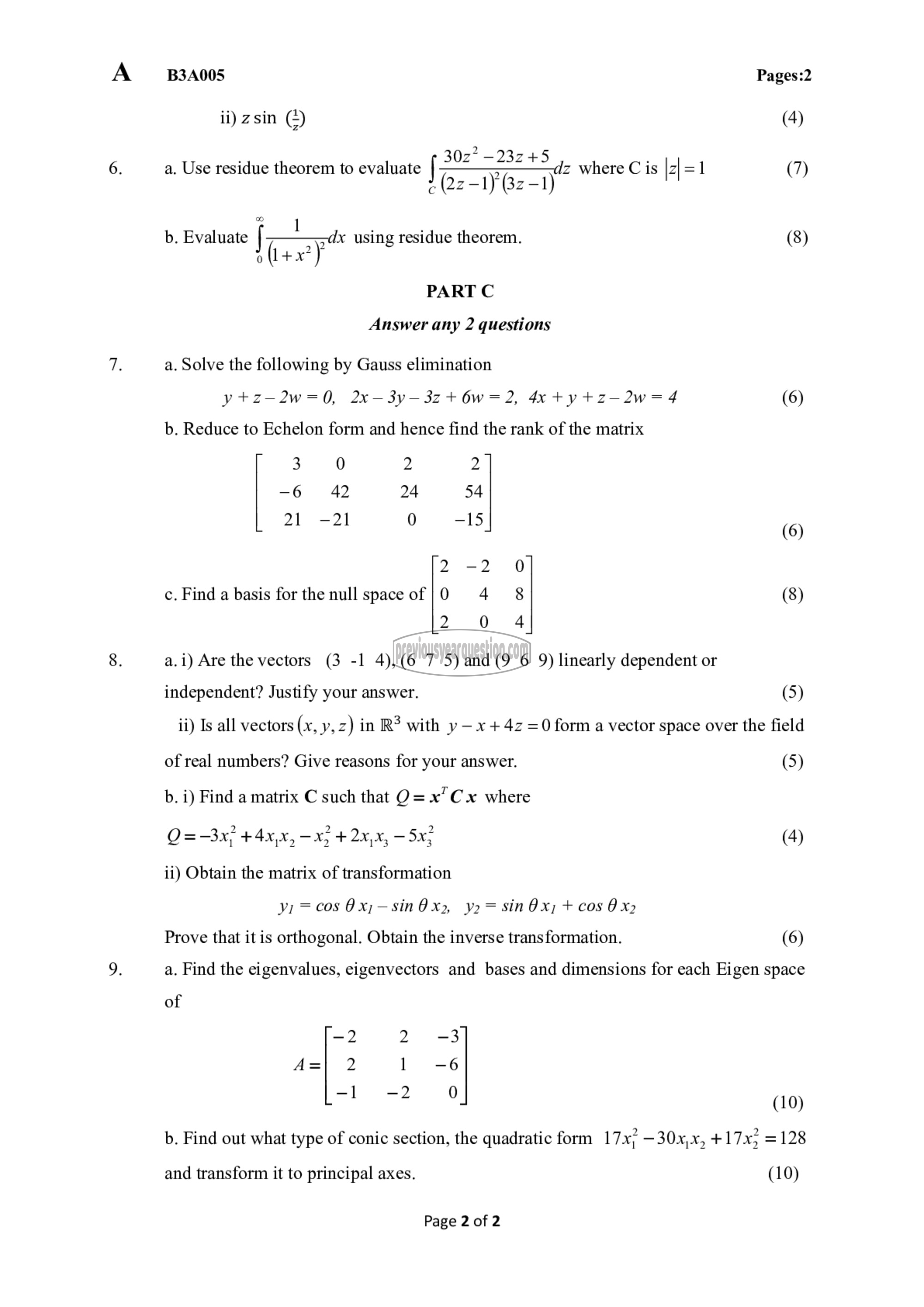 Question Paper - Linear Algebra & Complex Analysis-2