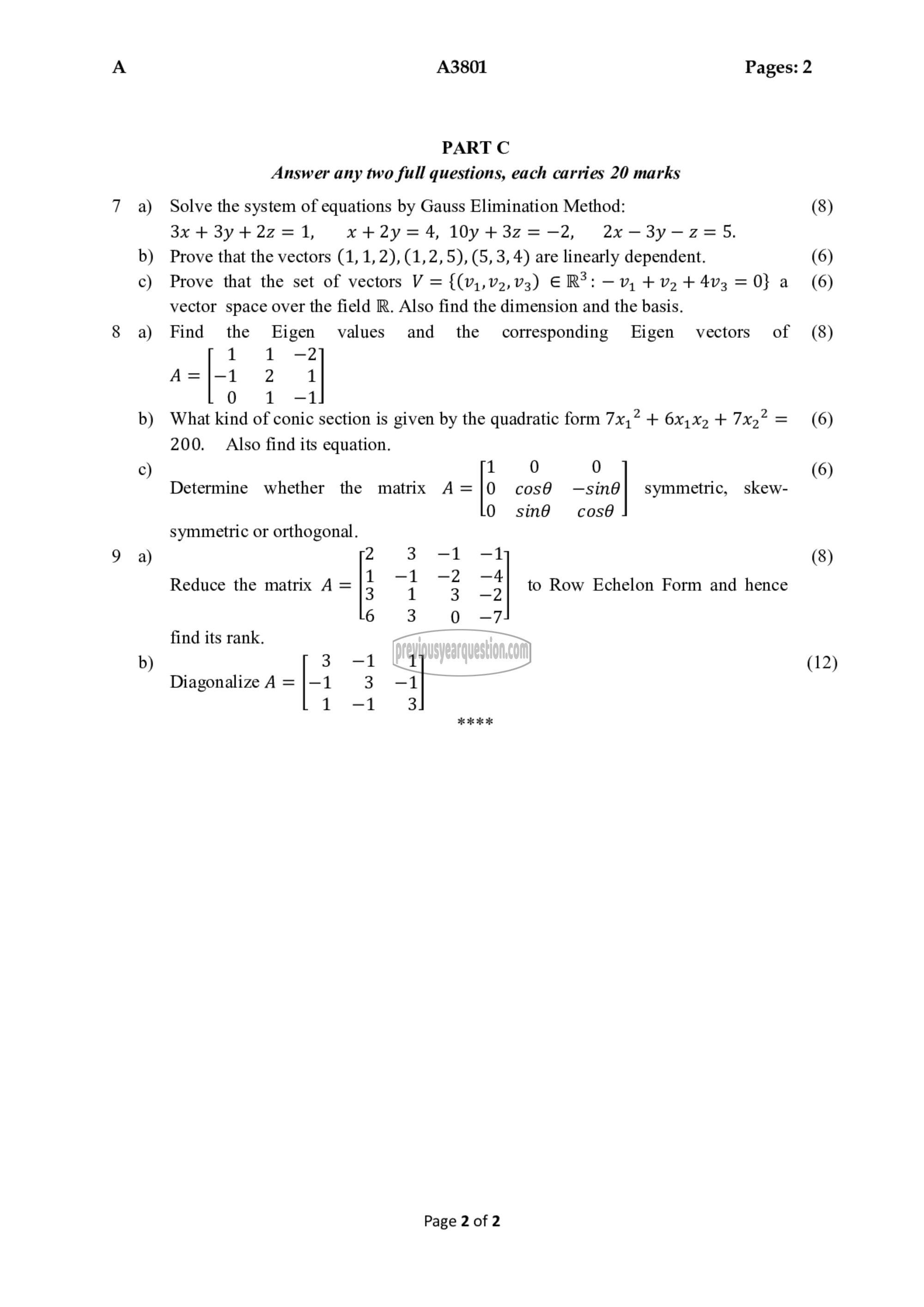 Question Paper - Linear Algebra & Complex Analysis-2