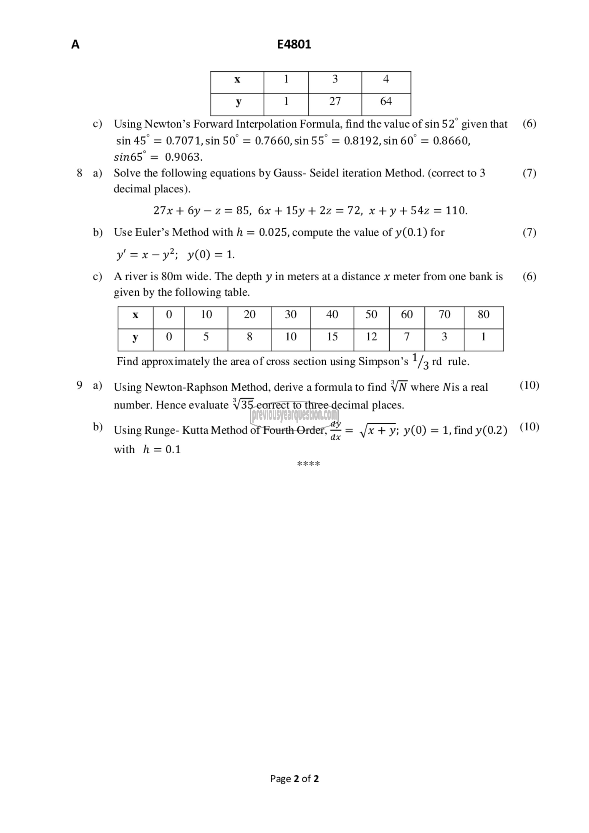 Question Paper - Probability Distributions, Transforms and Numerical Methods-2