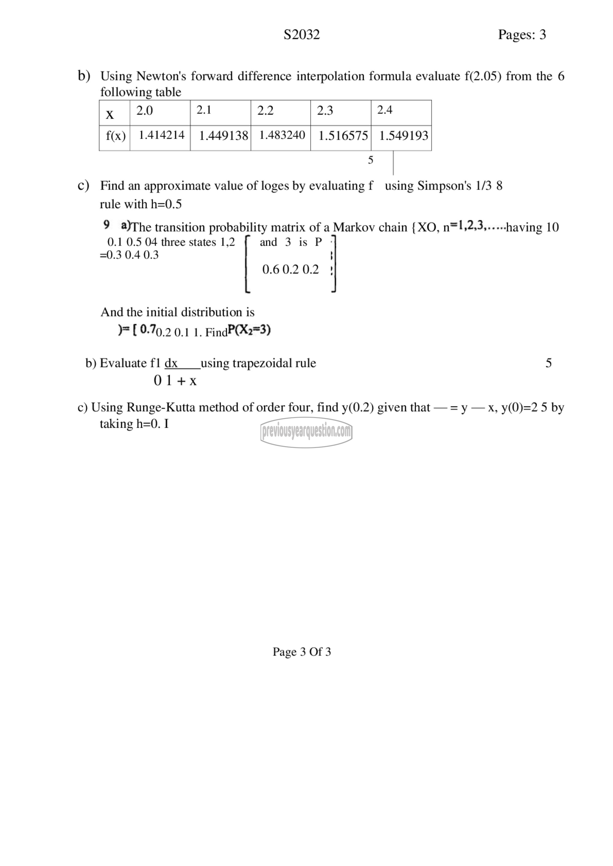 Question Paper - Probability distributions, Random Processes and Numerical Methods-3