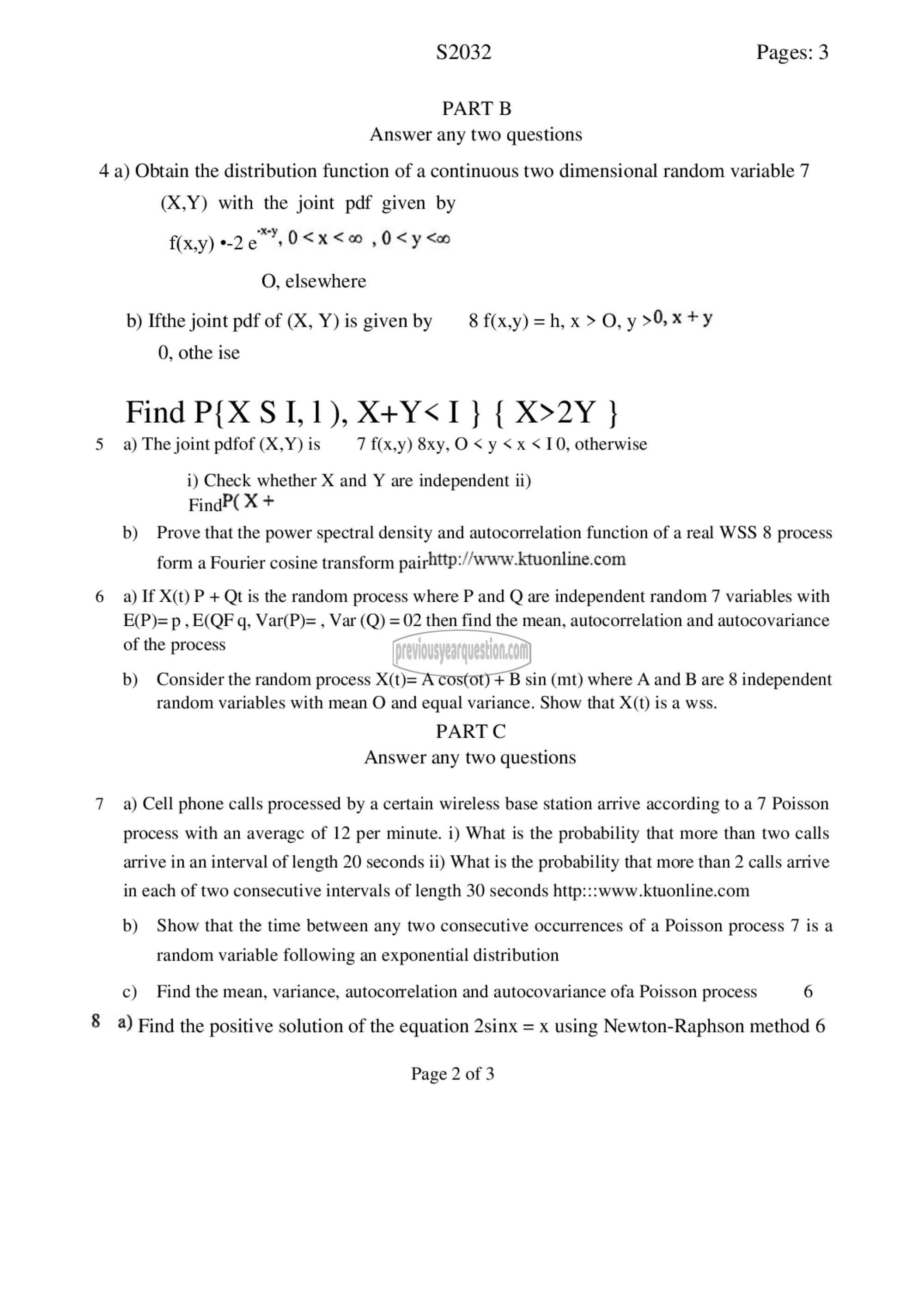 Question Paper - Probability distributions, Random Processes and Numerical Methods-2