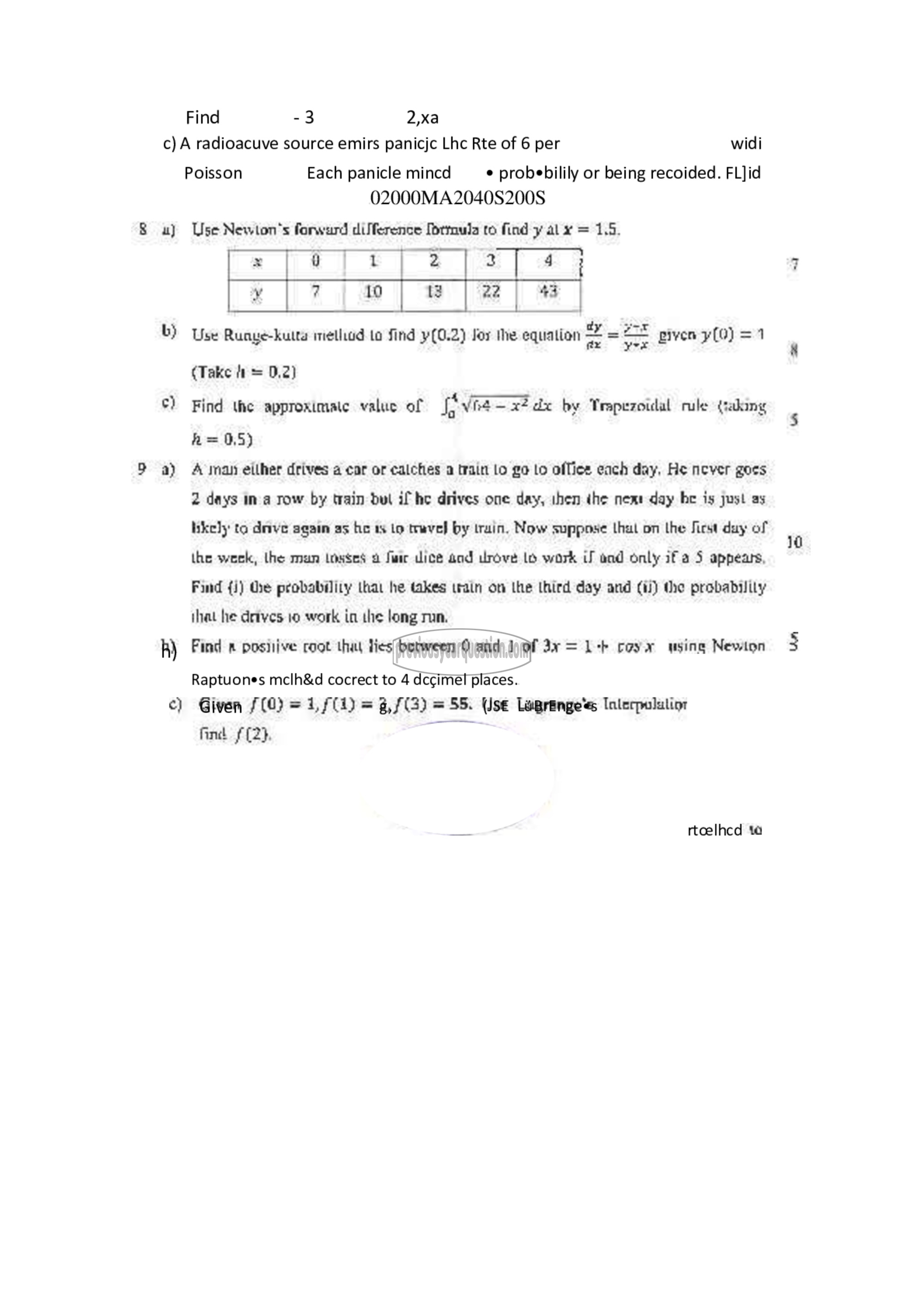 Question Paper - Probability distributions, Random Processes and Numerical Methods-3