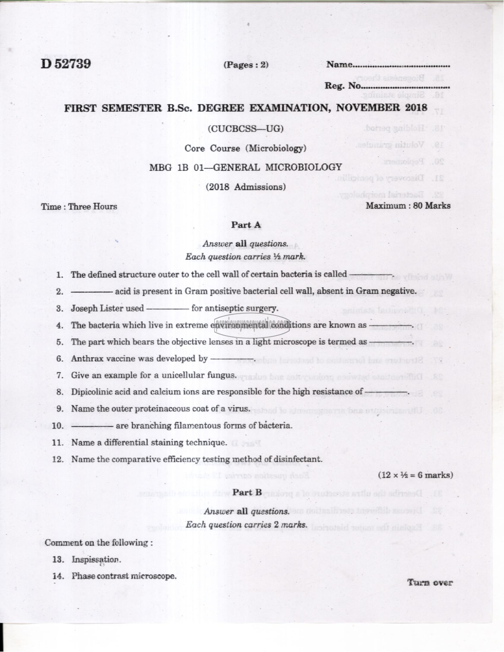 Question Paper - General Microbiology-1