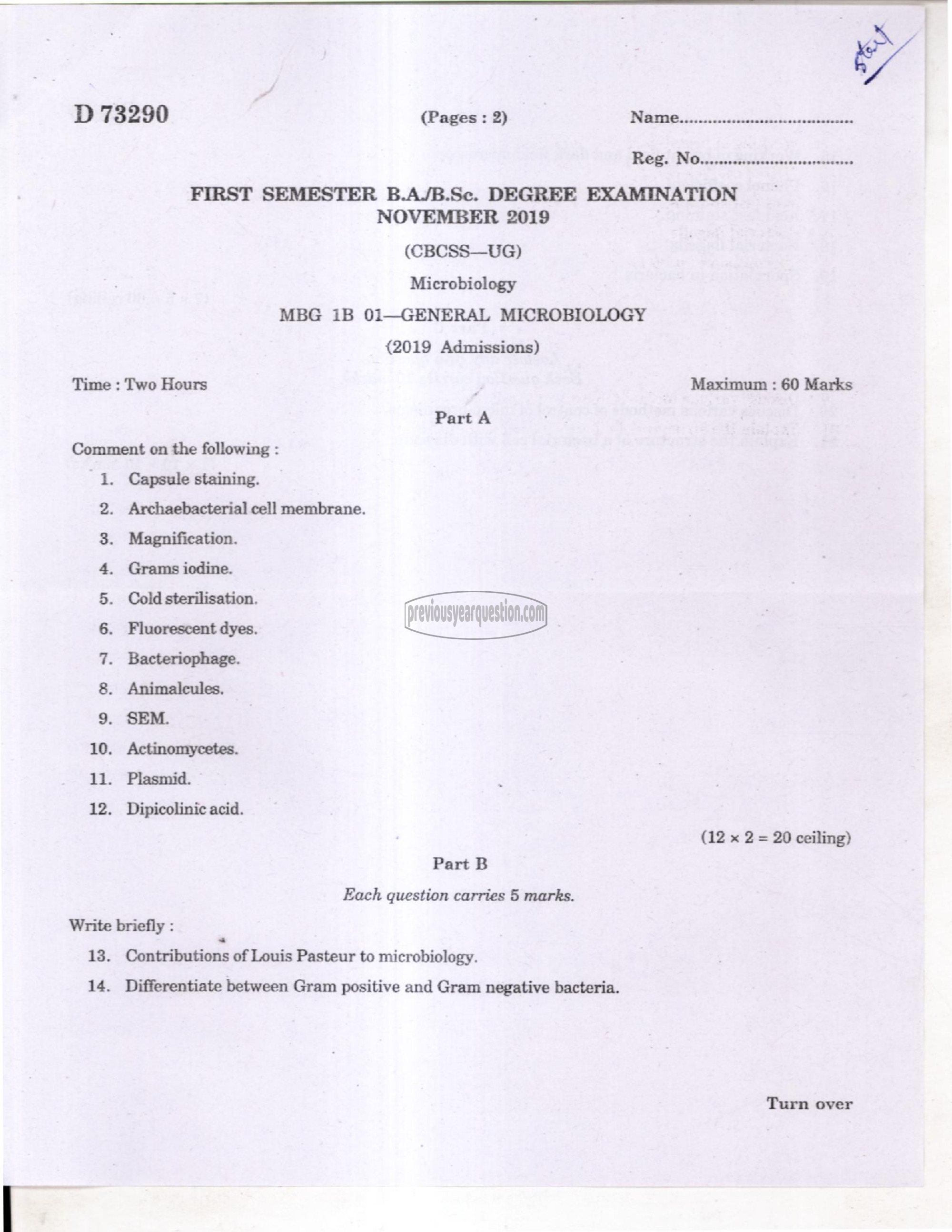 Question Paper - General Microbiology-1