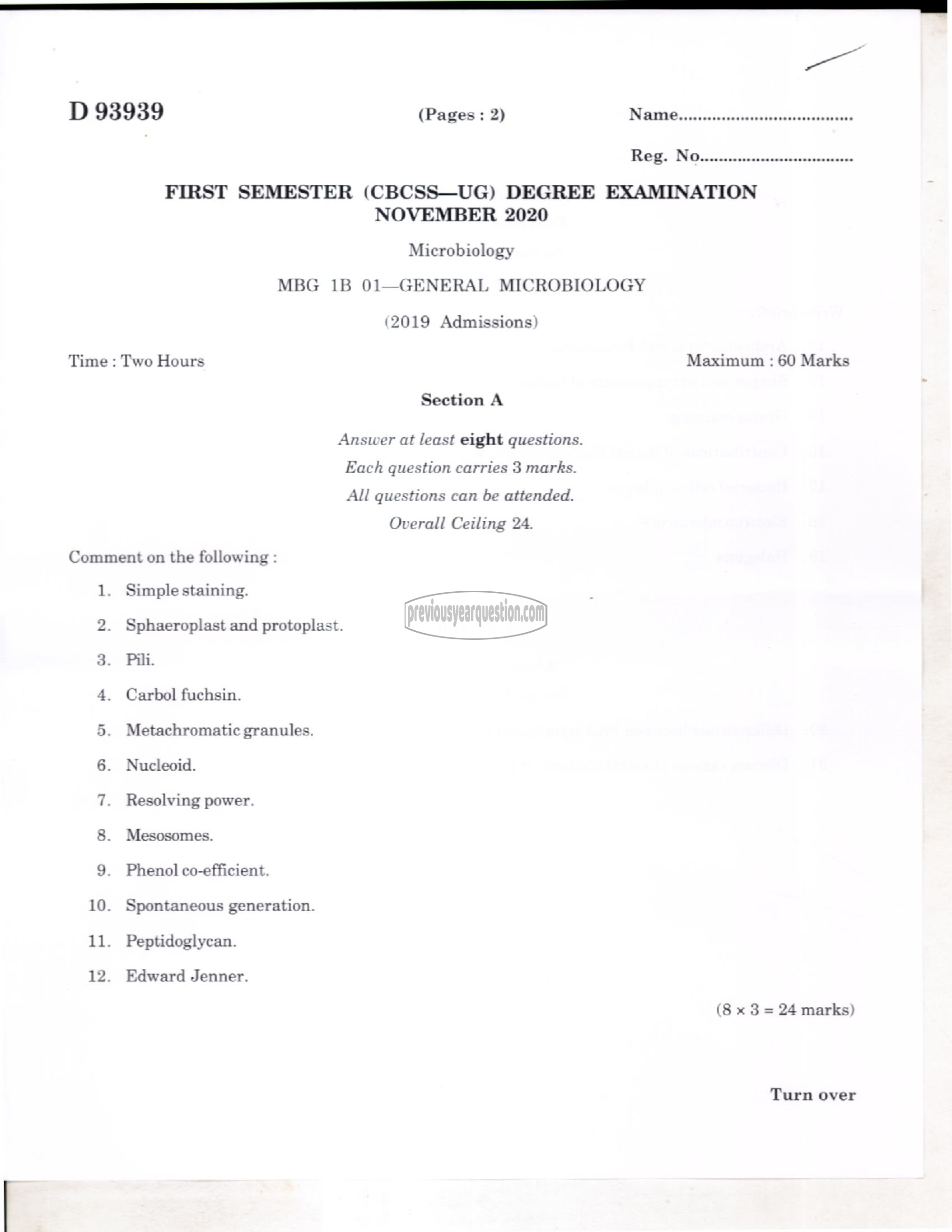 Question Paper - General Microbiology-1