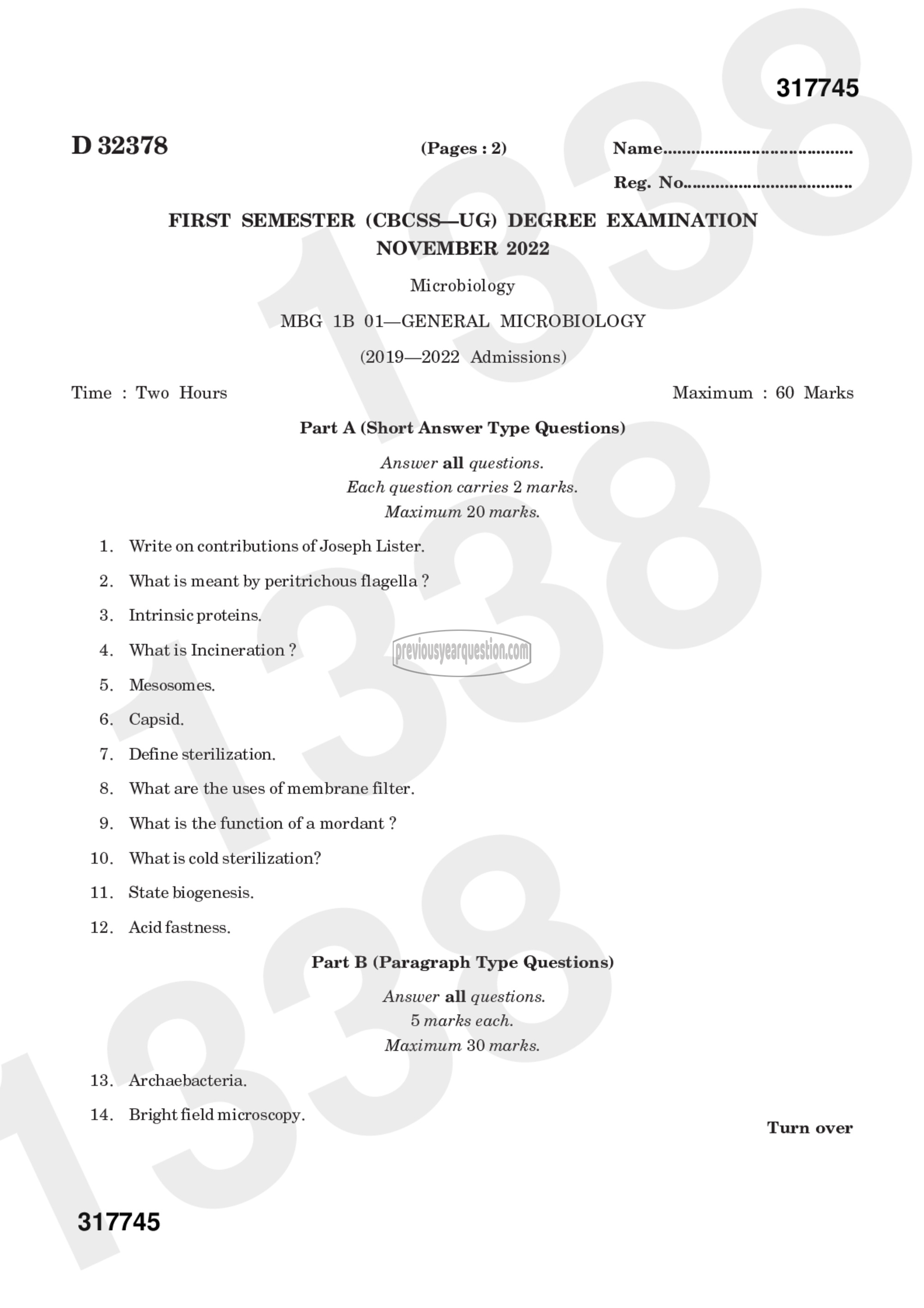 Question Paper - General Microbiology-1