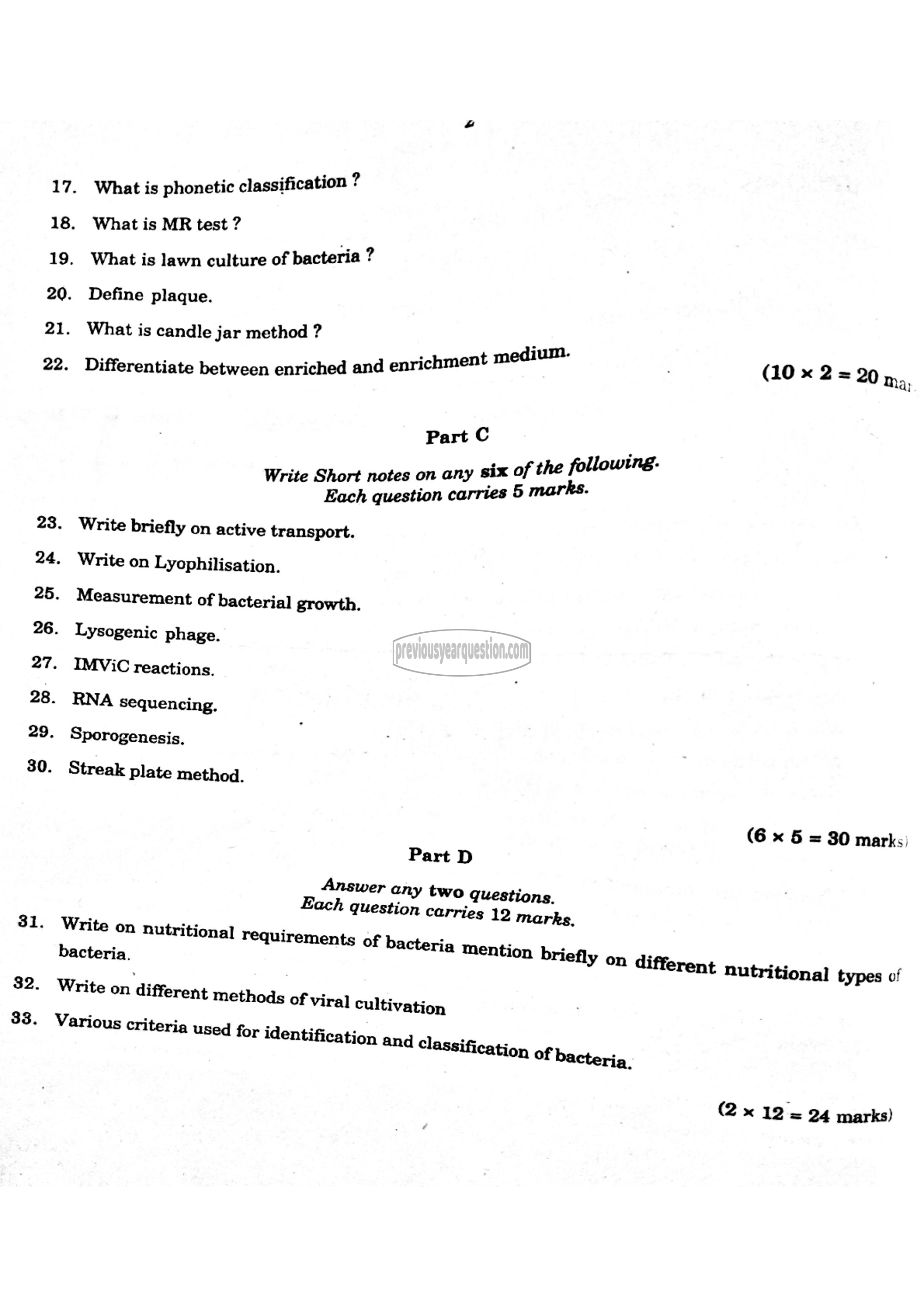 Question Paper - Microbial Physiology and Taxonomy-2