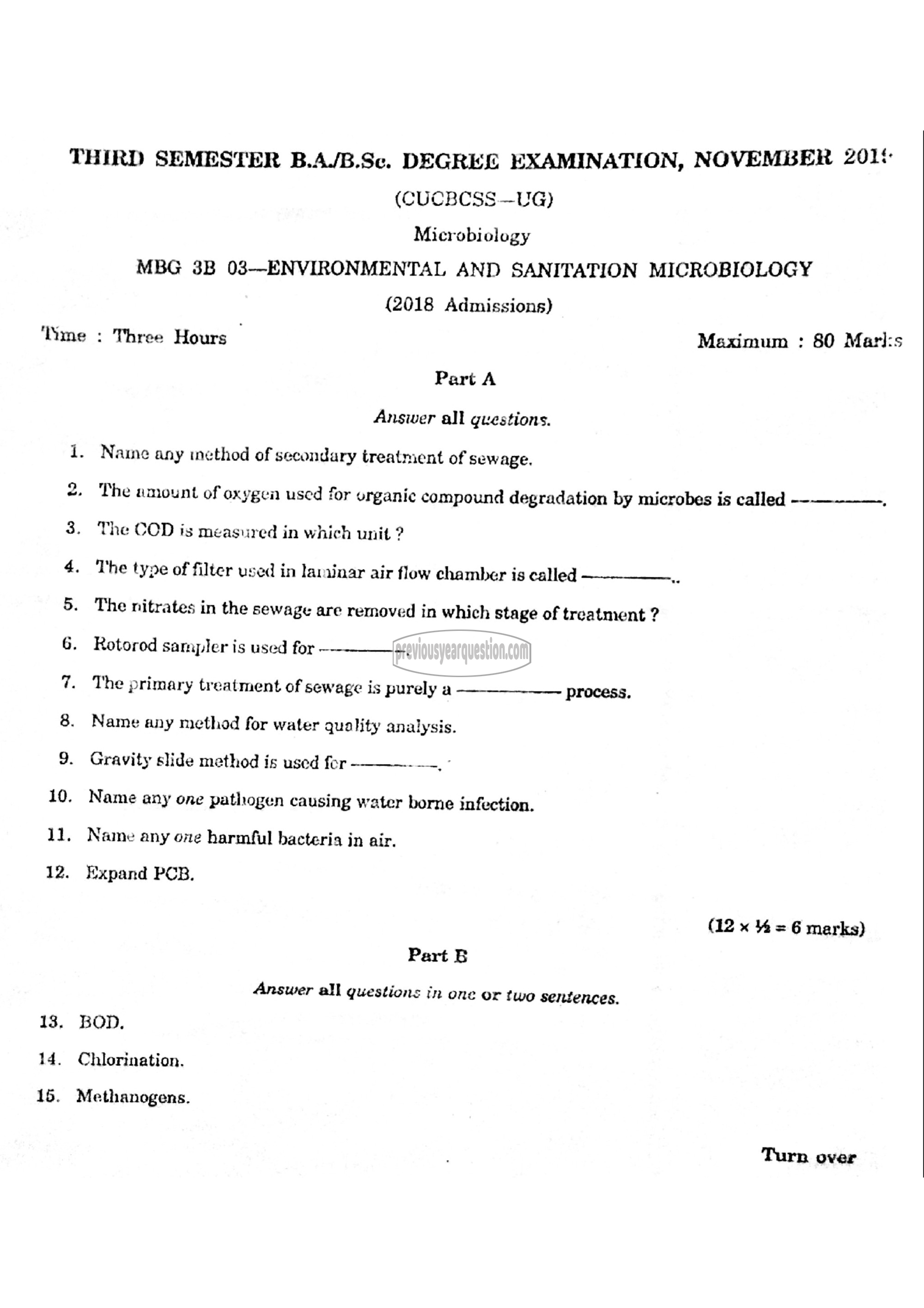 Question Paper - Environmental and Sanitation Microbiology-1