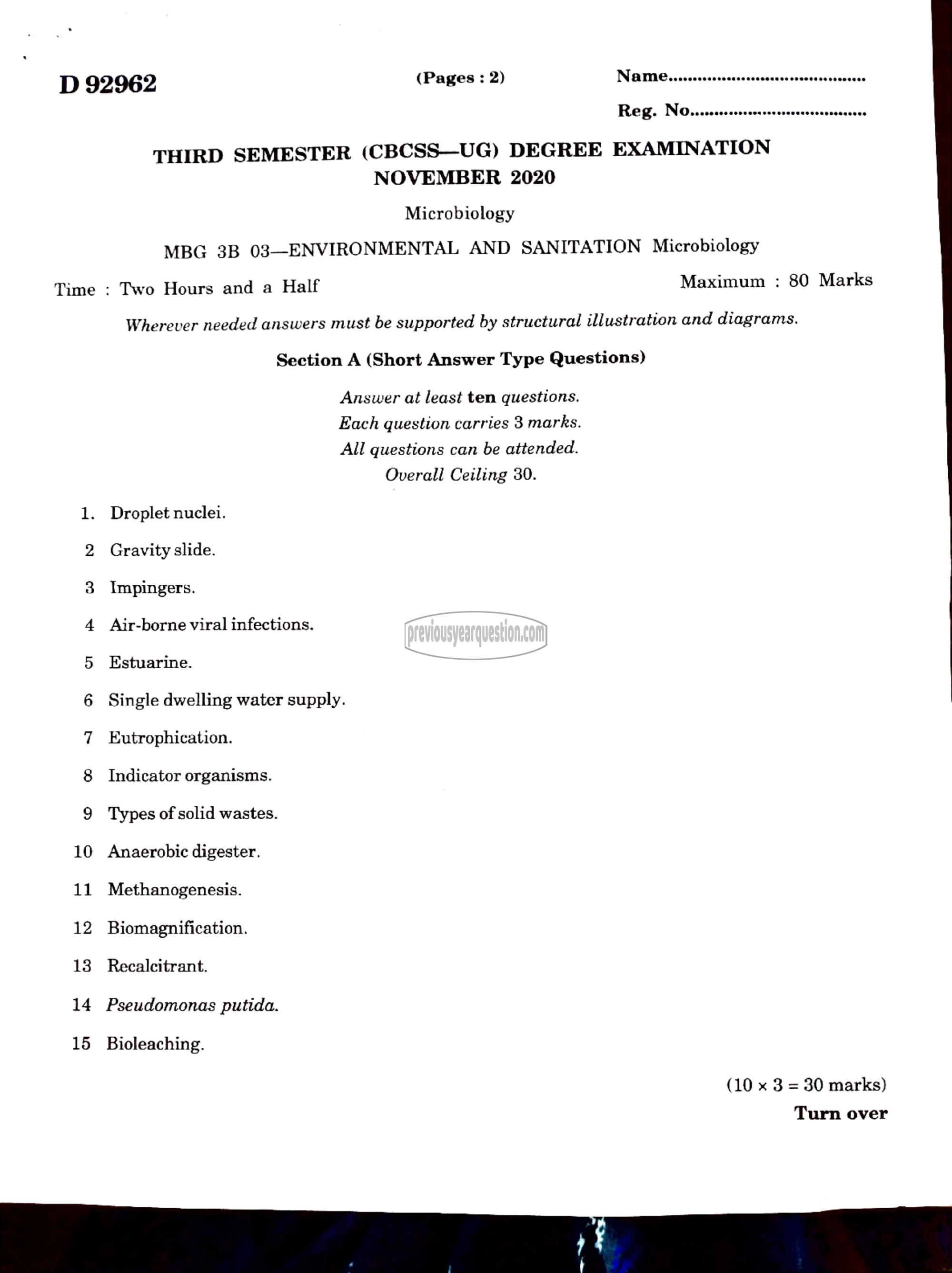 Question Paper - Environmental and Sanitation Microbiology-1